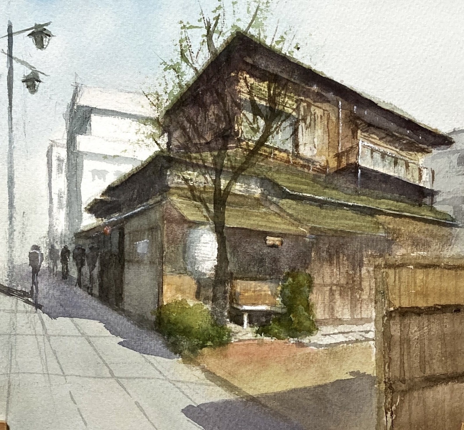 水彩画「鎌倉参道」
