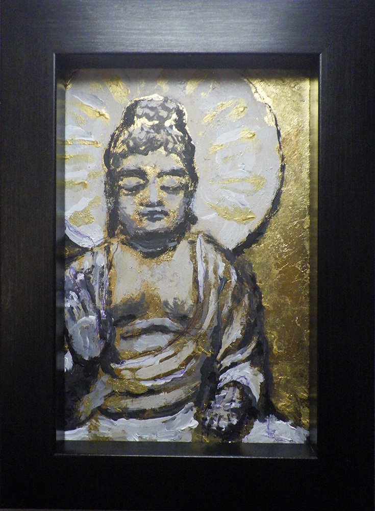 金箔!＆アクリル絵の具による『仏さま』の絵・画（額付き）｜天竹みの
