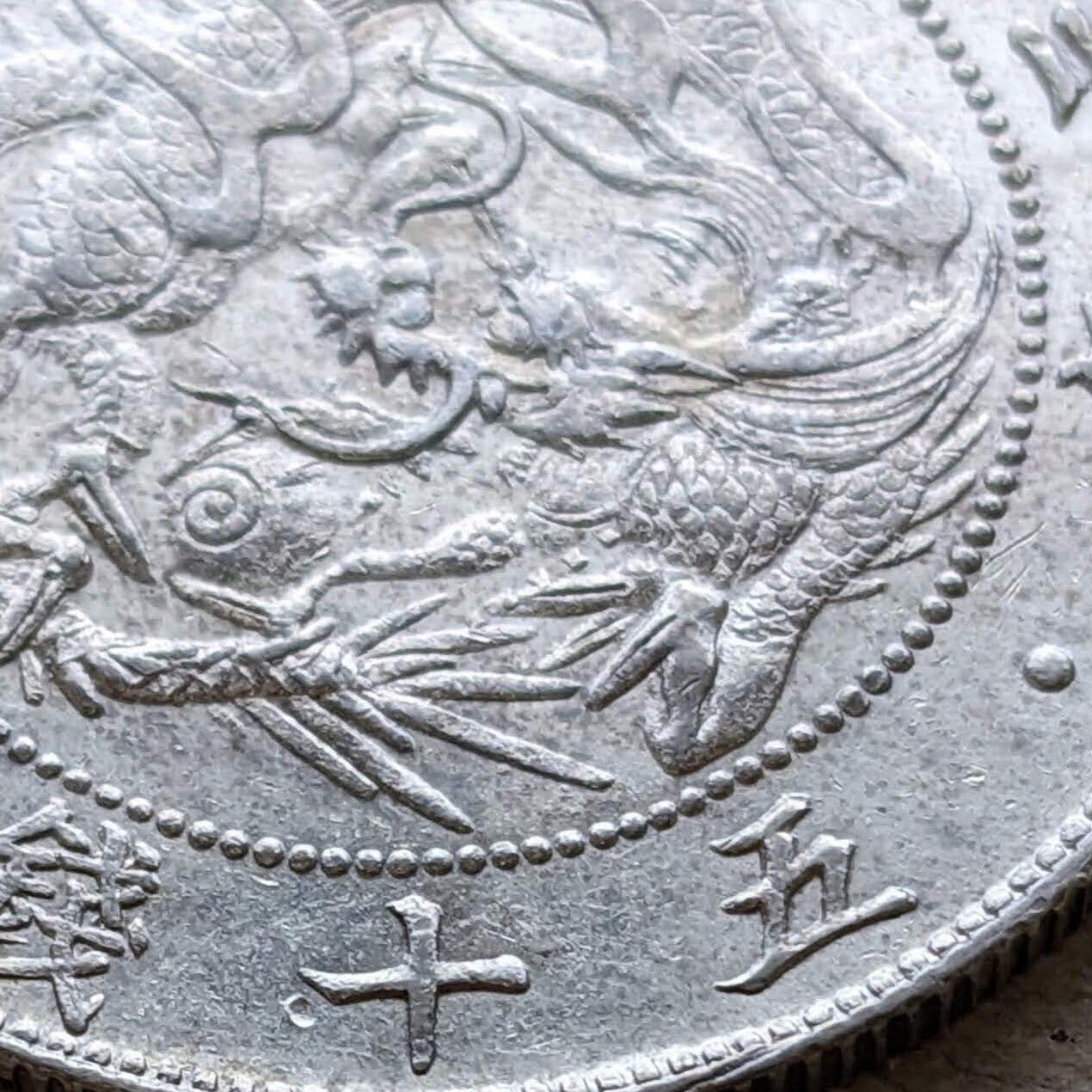 密葉脈・連点アリ 連点ストーリー考 (M3旭日竜50銭銀貨)｜オーライズド