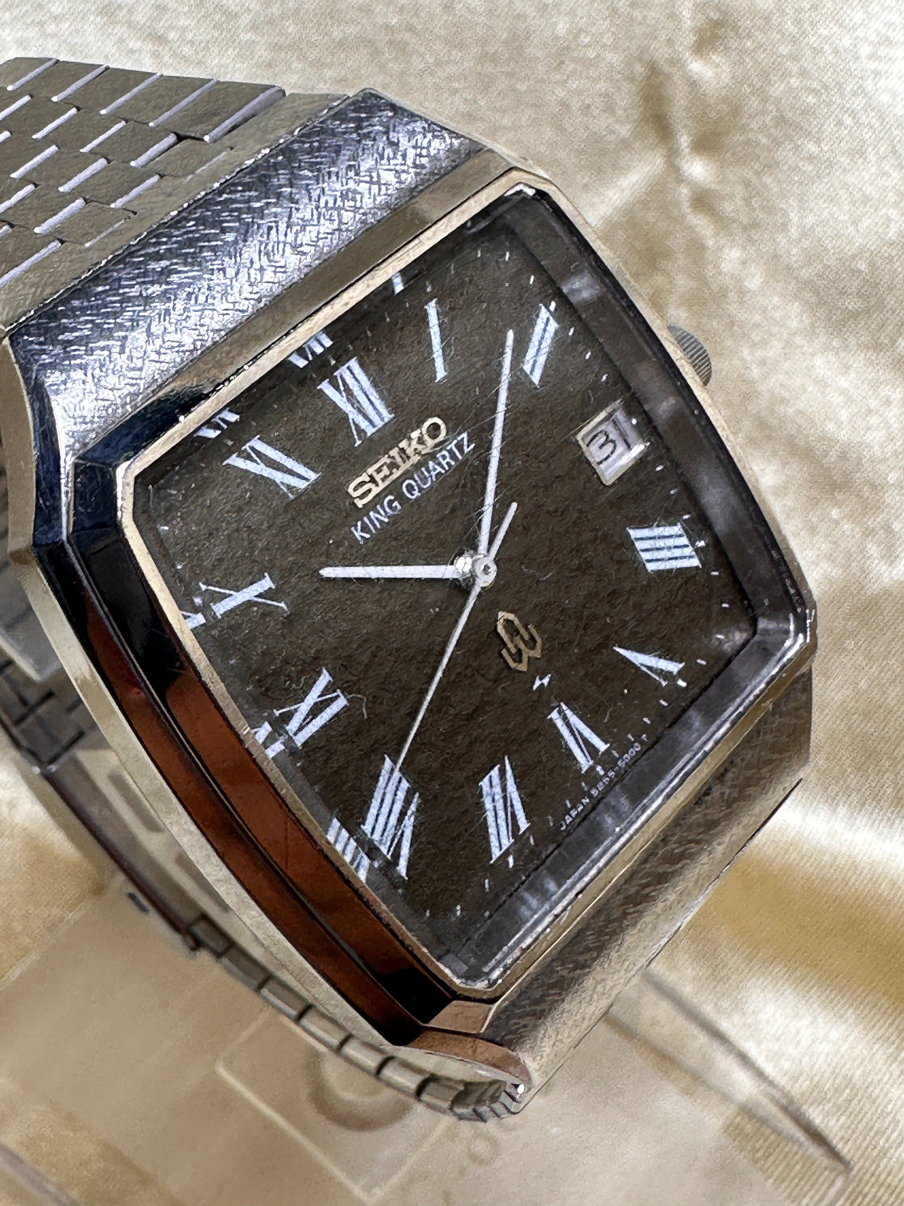 SEIKO キングクォーツ 5855-5000 文字盤ブラウン 稼働品 SEIKO セイコー キングクォーツ KQ 稼働品 5855-5000 ブラウン