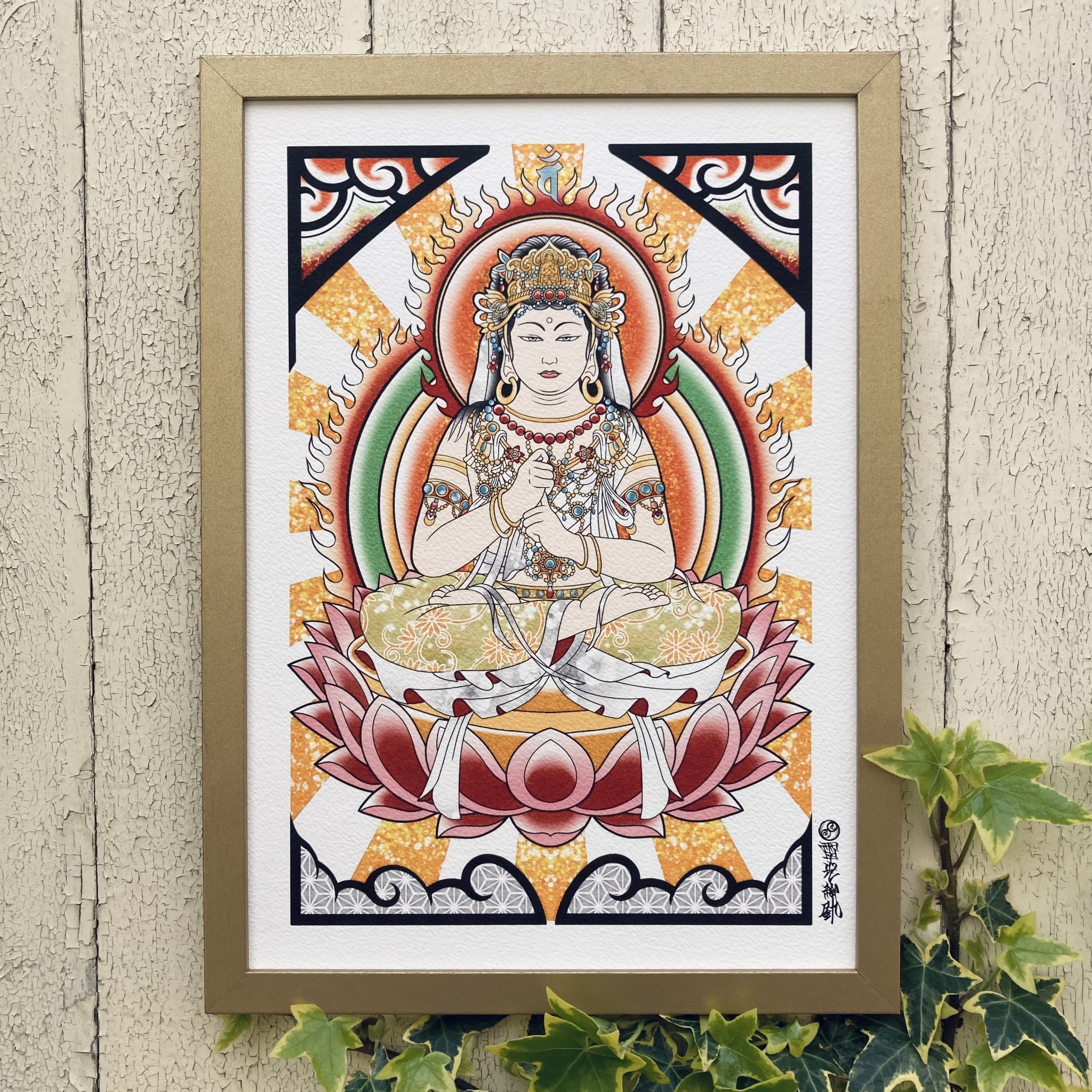 風水開運絵画＊満月吉招遊楽図 龍神鳳凰 金運財運 陰陽 夫婦