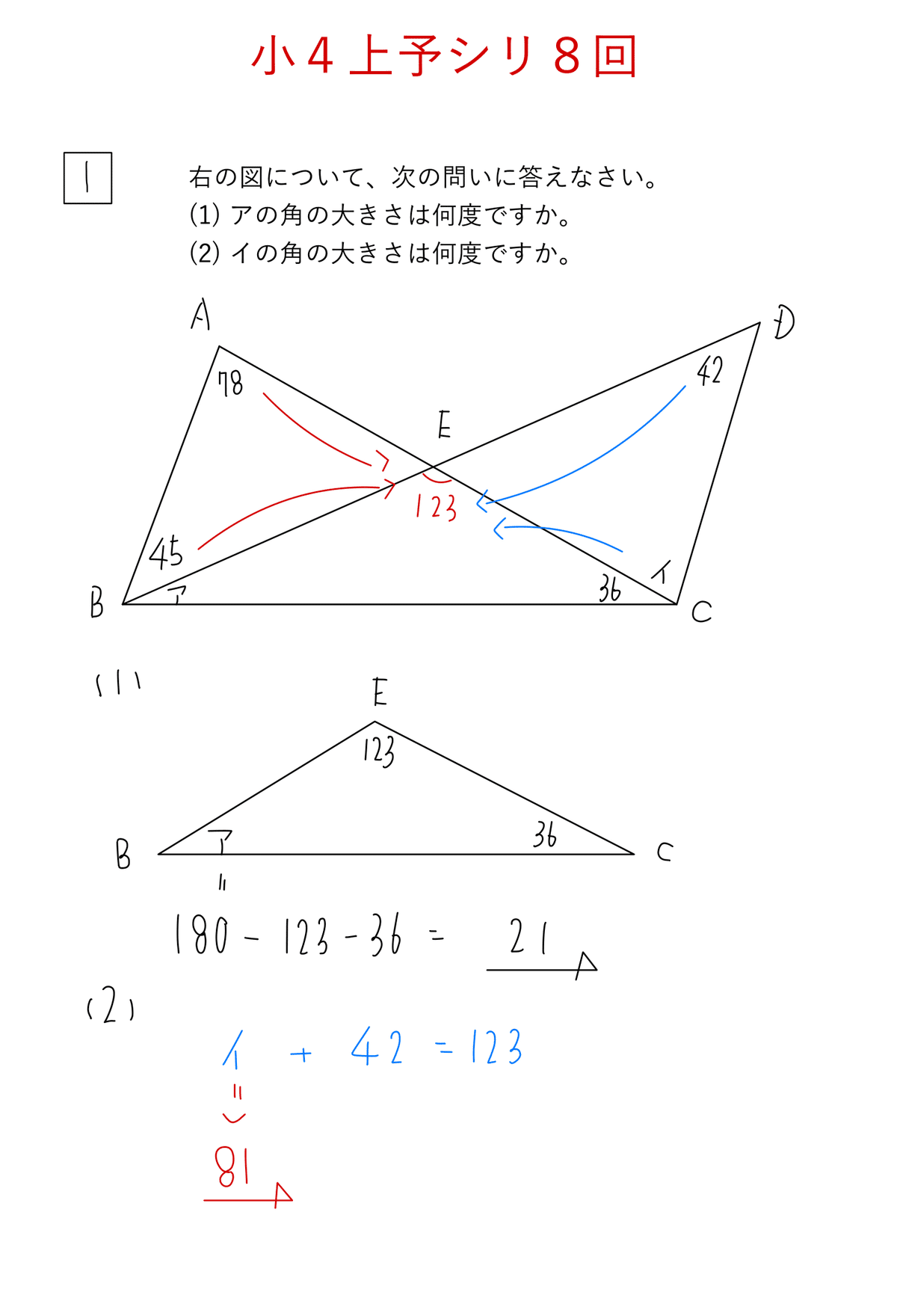 2025年予習シリーズ：小4上予習シリーズ：第8回の解答解説
