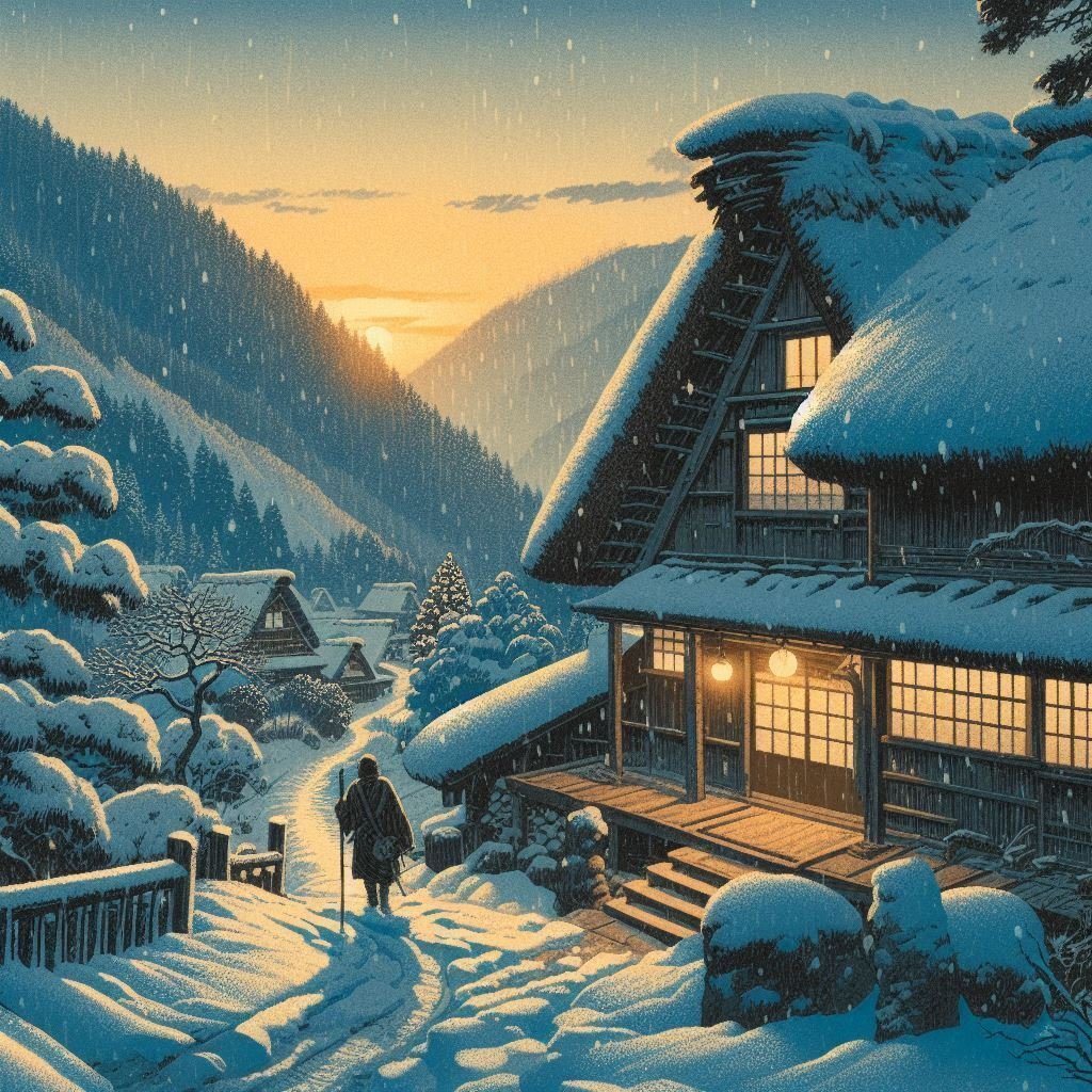 第17回 ChatGPT-4o「冬の雪景色」巴水風浮世絵版画にも「がしゃ