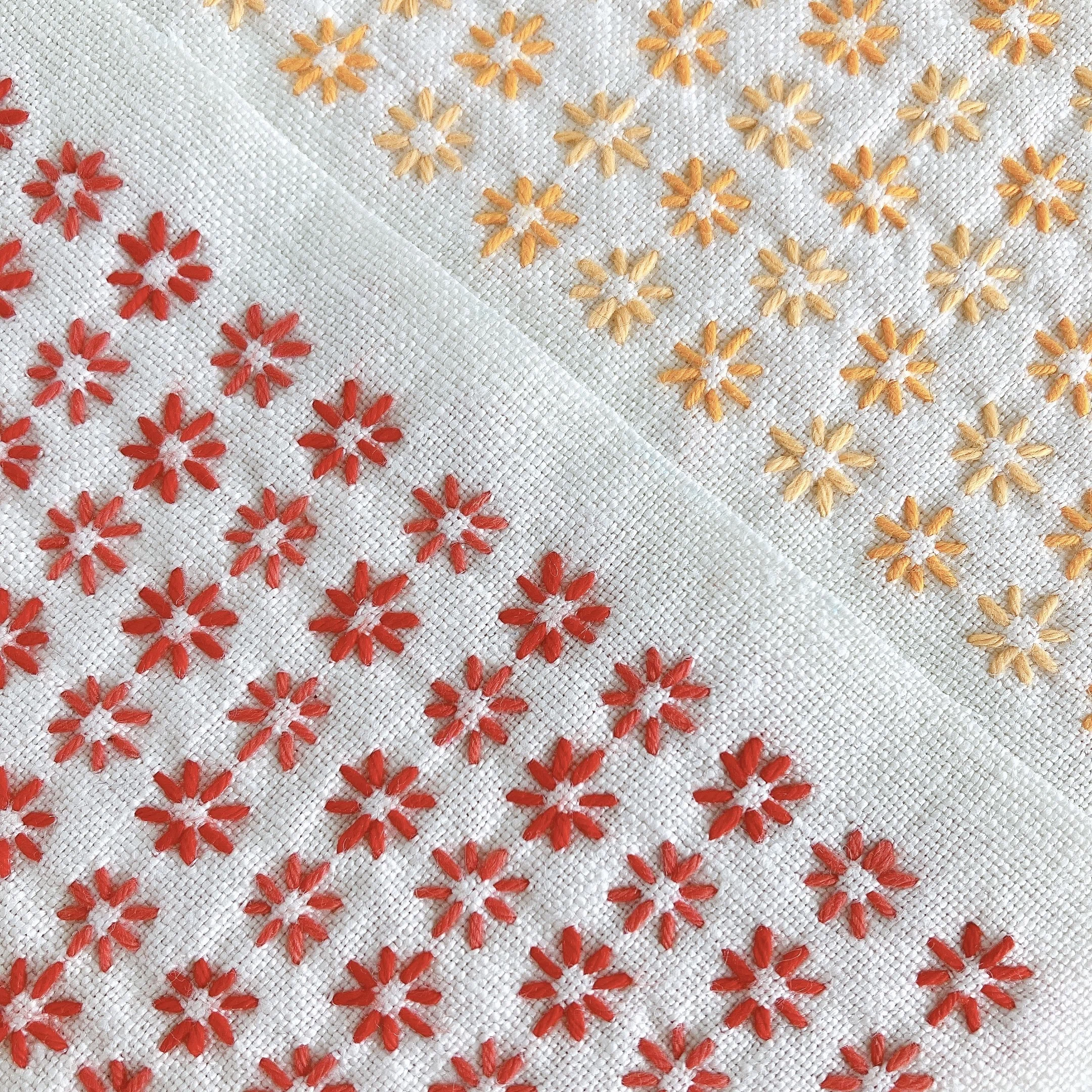 針仕事/木綿に刺し子と、2色の花刺し｜sashikonami