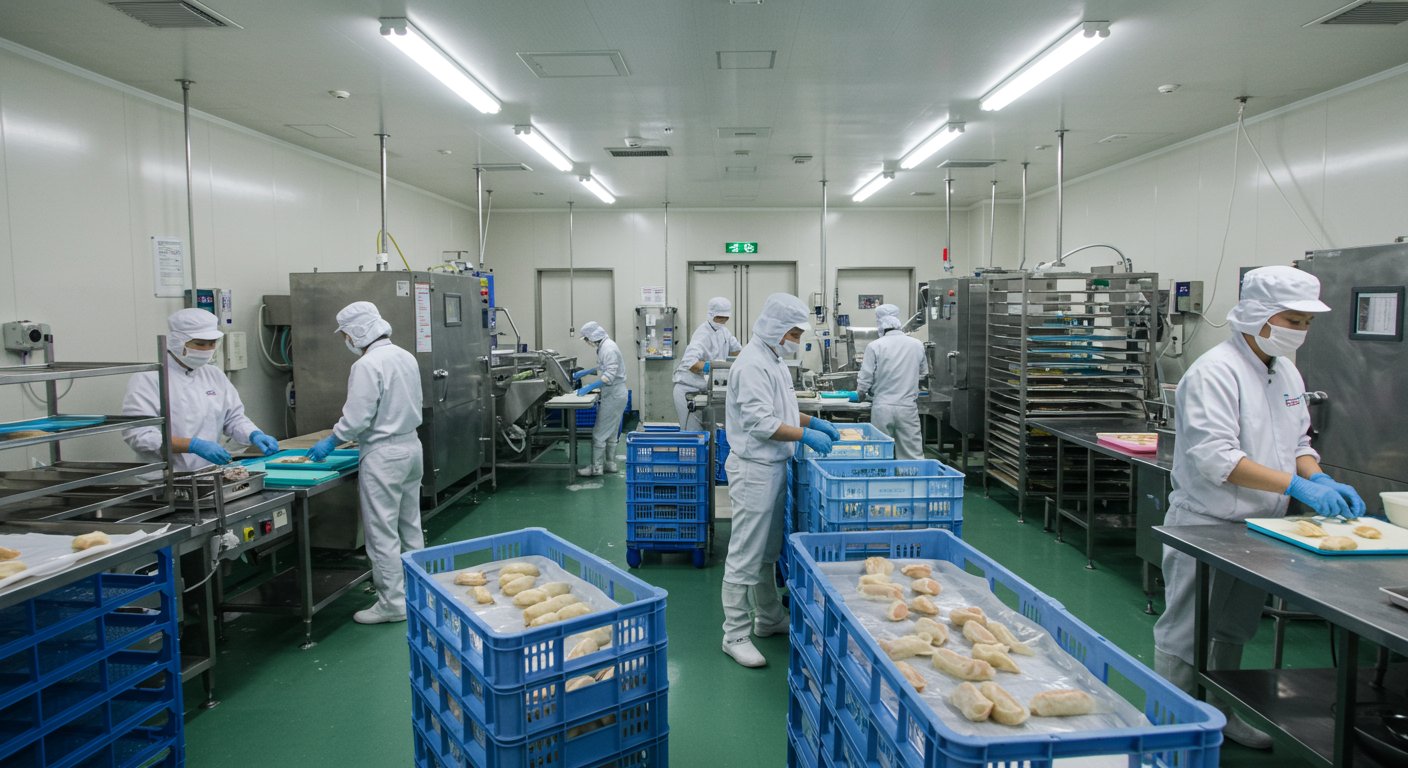 清潔な工場での食品製造イメージ