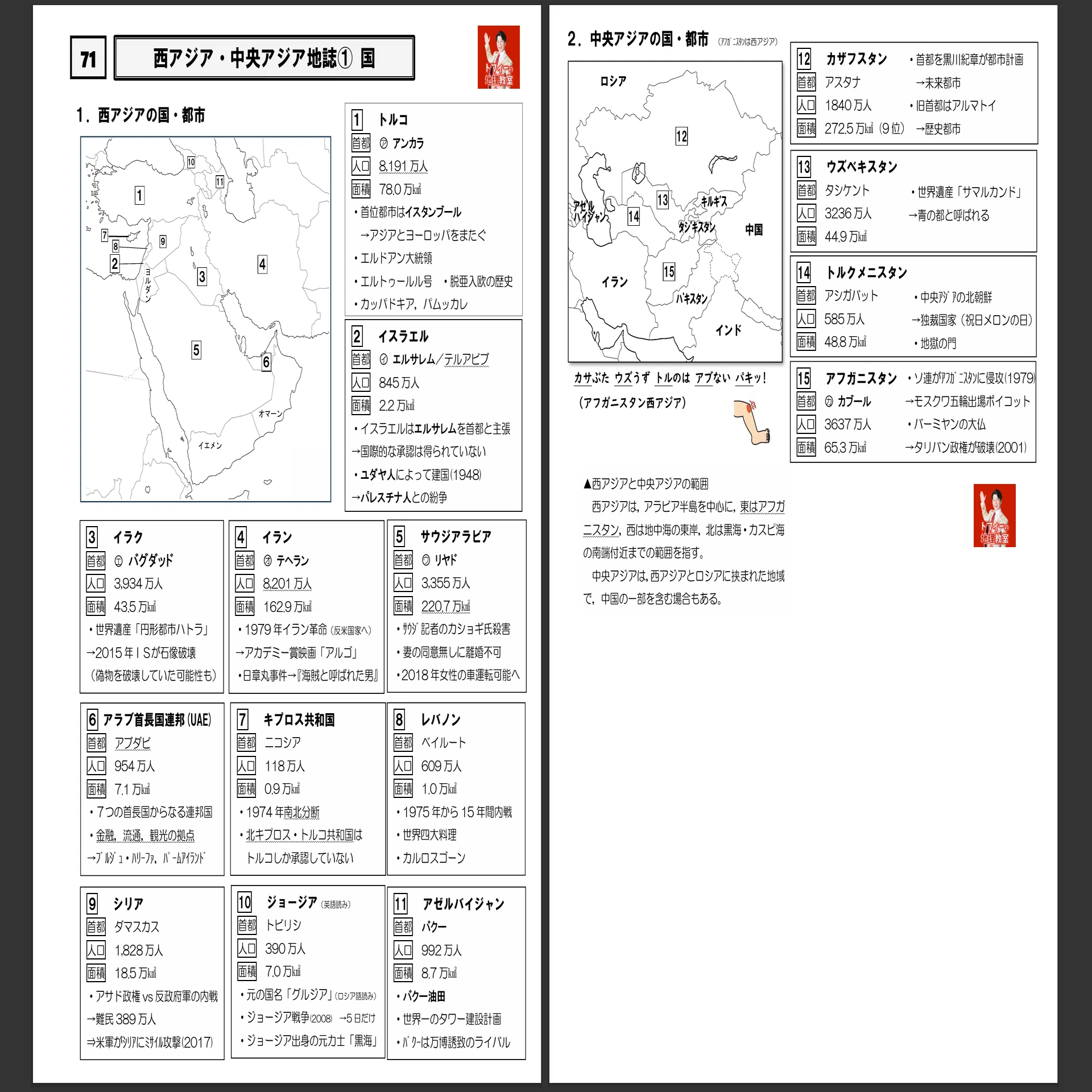 71～75 西・中央アジア地誌プリント #高校地理授業動画｜地理教員芸人