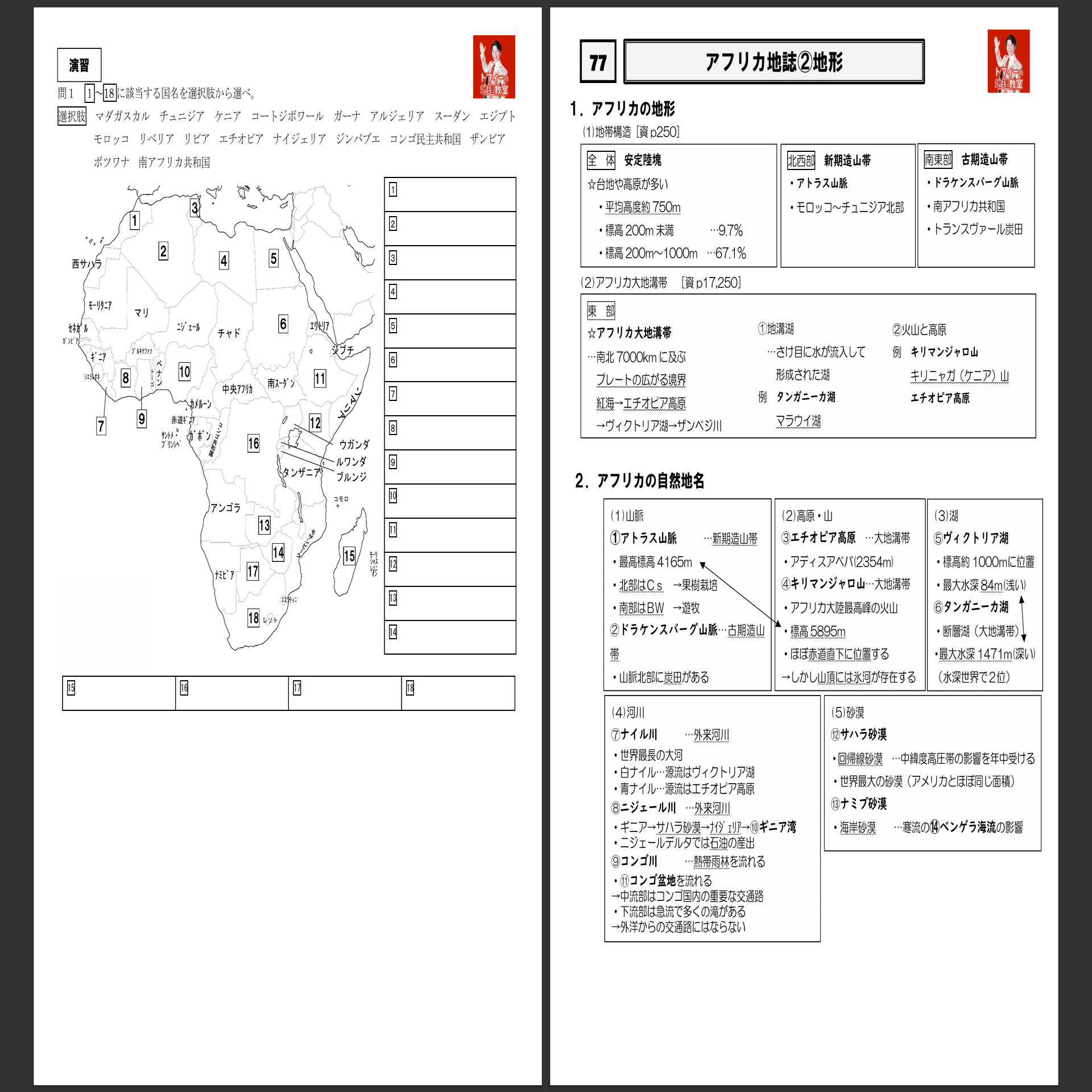 [駿台]地理(系統地理・地誌)+授業プリント、地理読図・統計問題、+αプリント 58～64 東南アジア地誌プリント #高校地理授業動画｜地理教員芸人トフィー