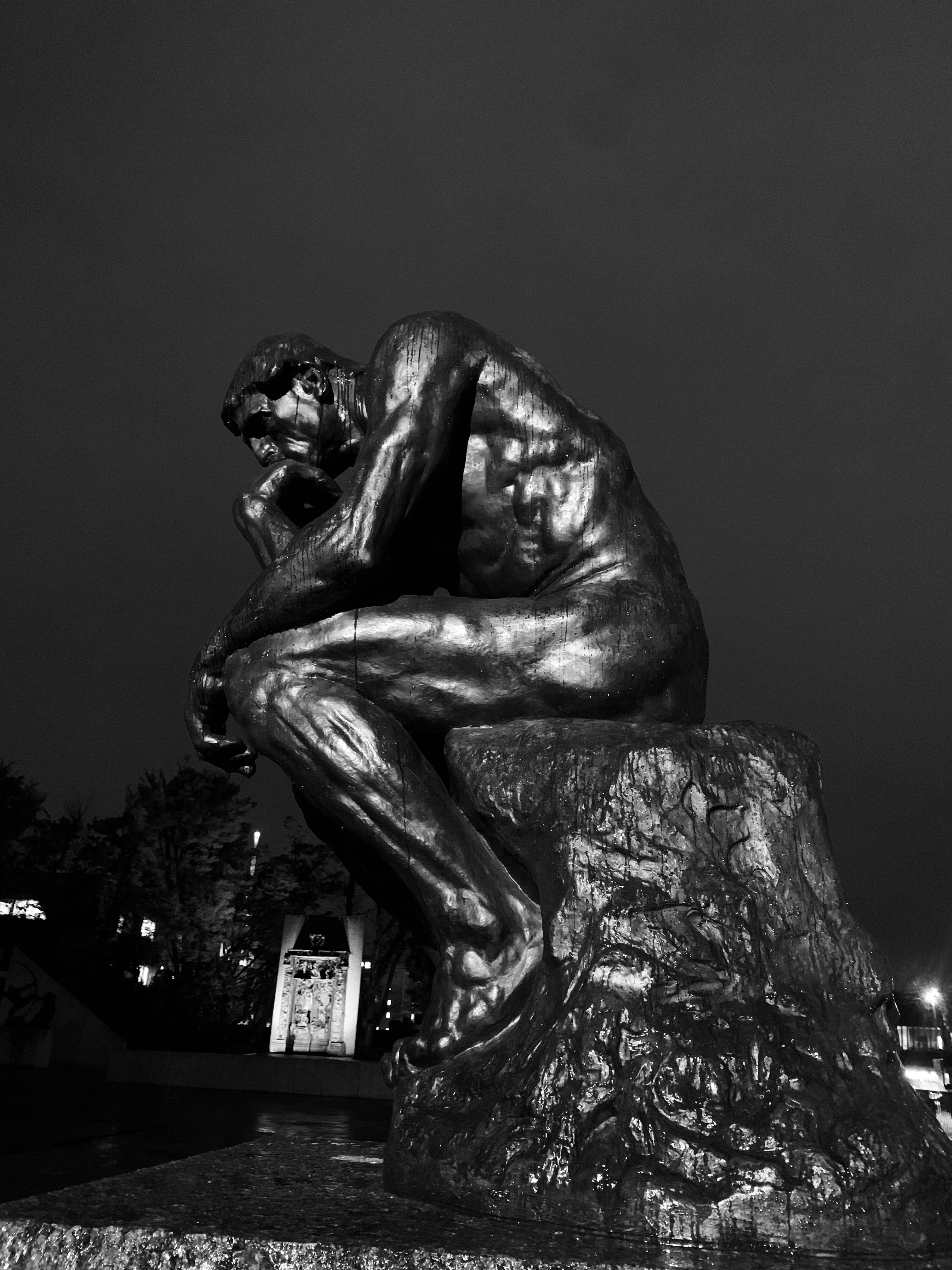 夜・雨・本気・ロダン （写真）【西洋美術館】｜なすにきび