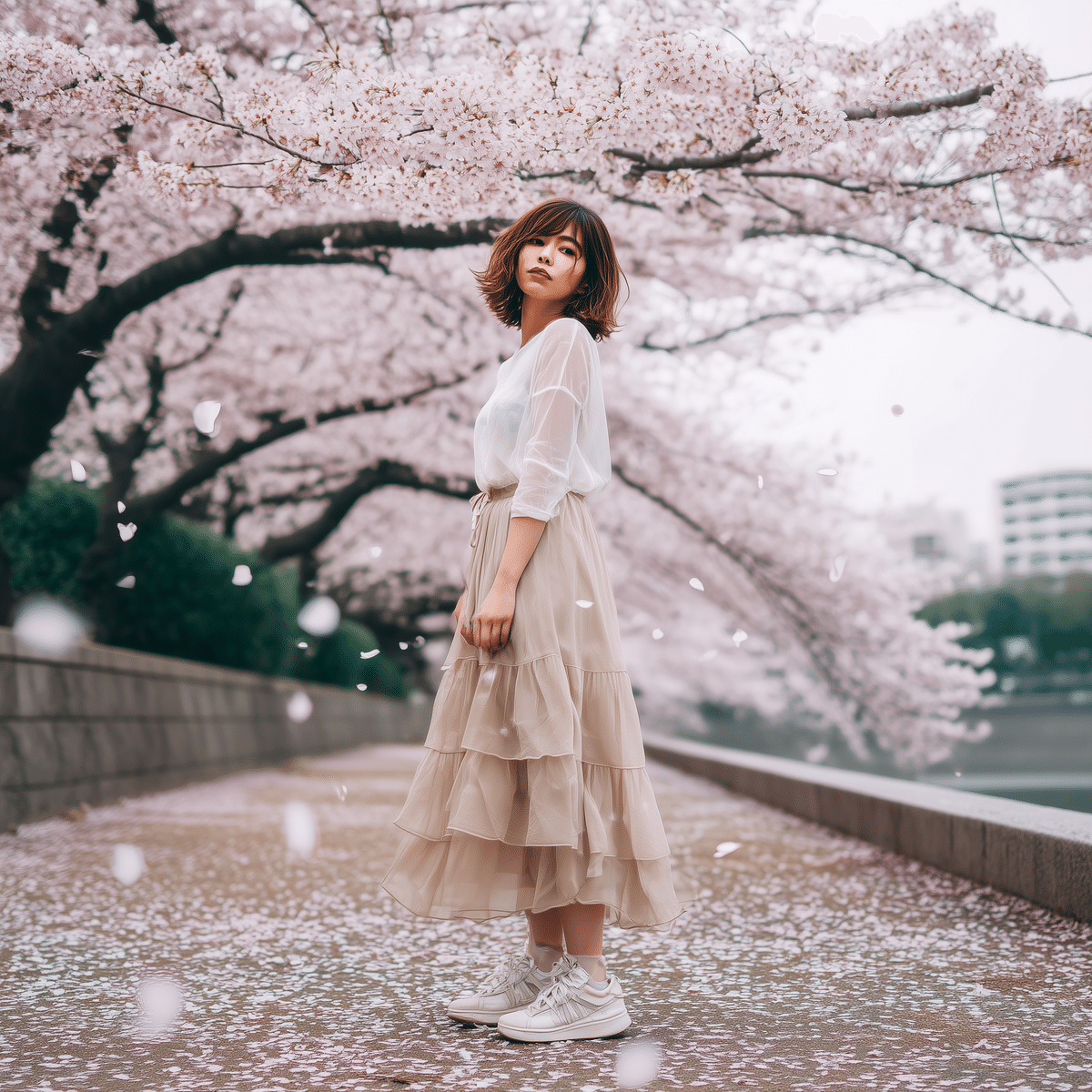 🌸MidJourney V7で桜と女性を描いてみたら…天気と年齢で印象が