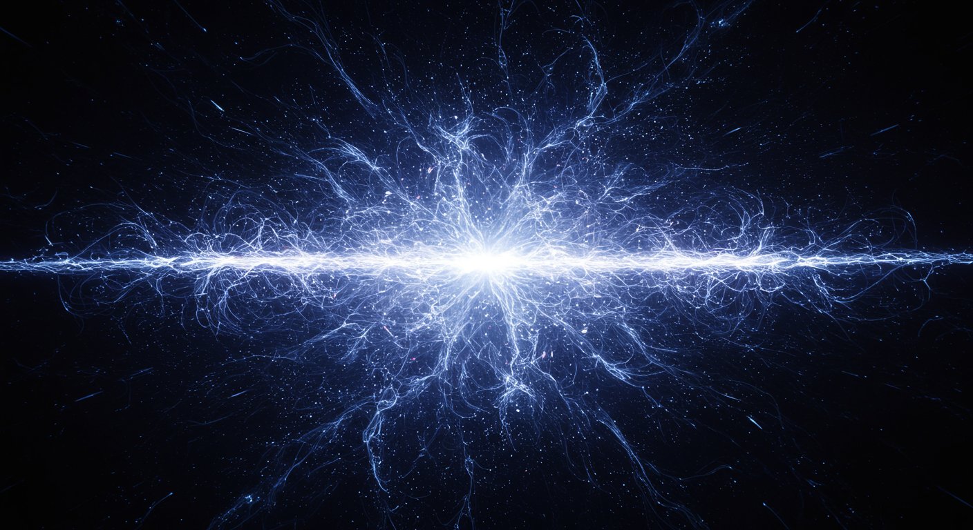 2027年の知能爆発を表現した抽象的なビジュアル