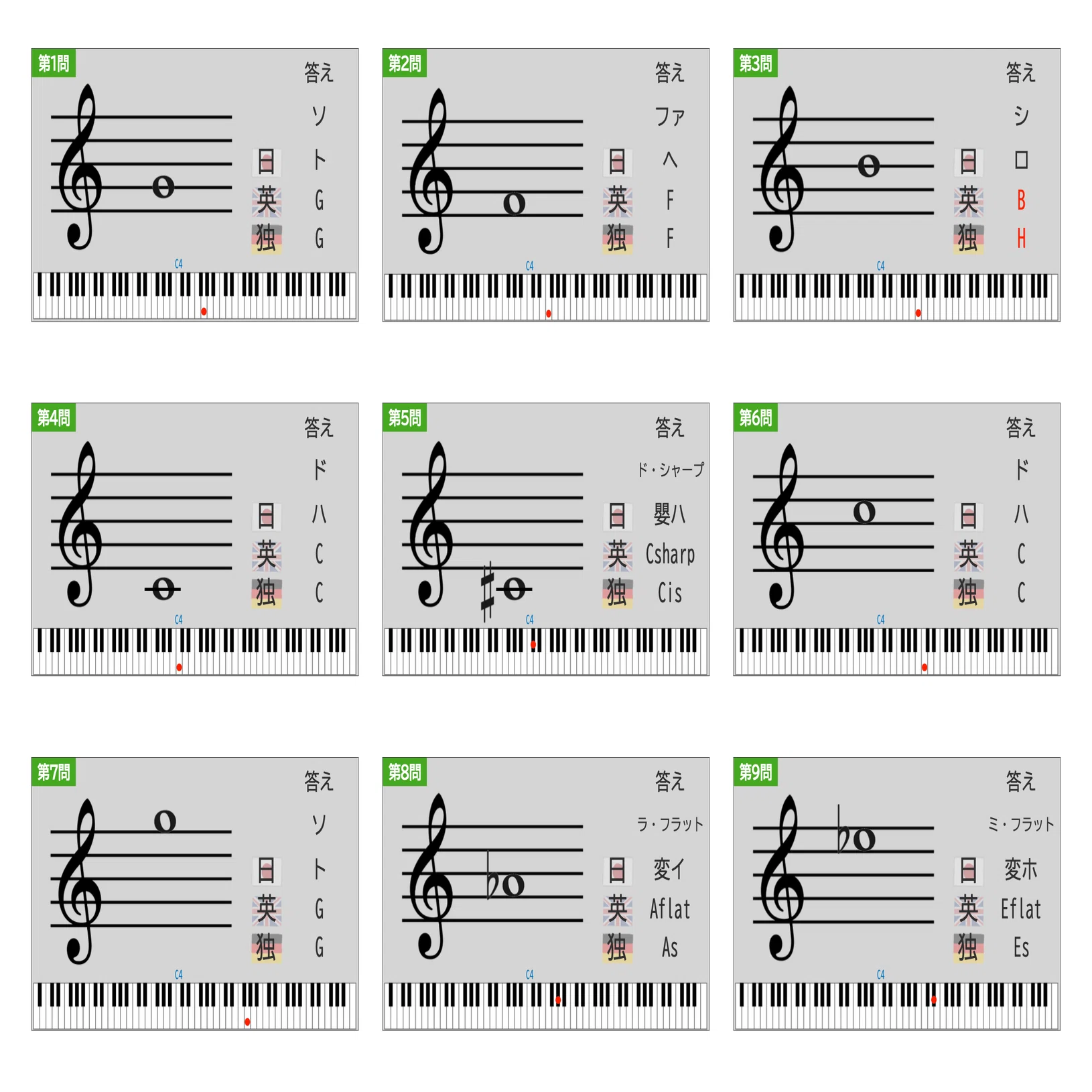 音符 フラッシュ カード 手作り