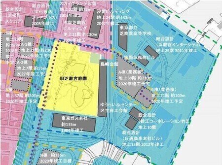 東京都立公園旧芝離宮庭園内池実測平面図 旧芝離宮恩賜庭園 枯滝石組の流れ河床が苑路となっている -庭園ガイド