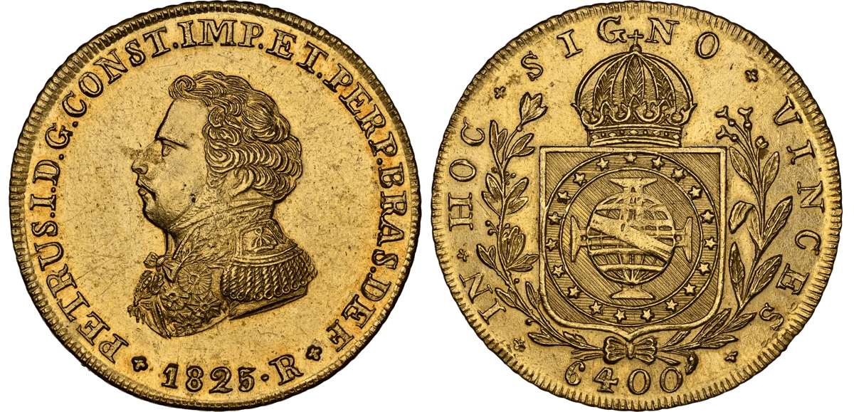 ブラジル 1825-R ペドロ1世 6400レイス金貨｜アンティークコイン