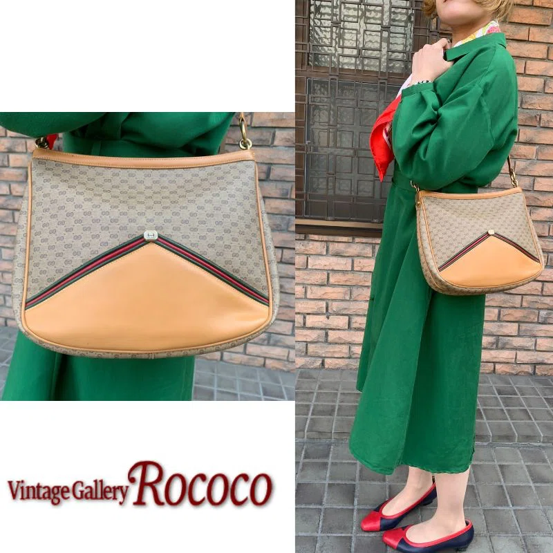 OLD Gucci マイクロGGパイピングシェリーショルダー（キャメル 