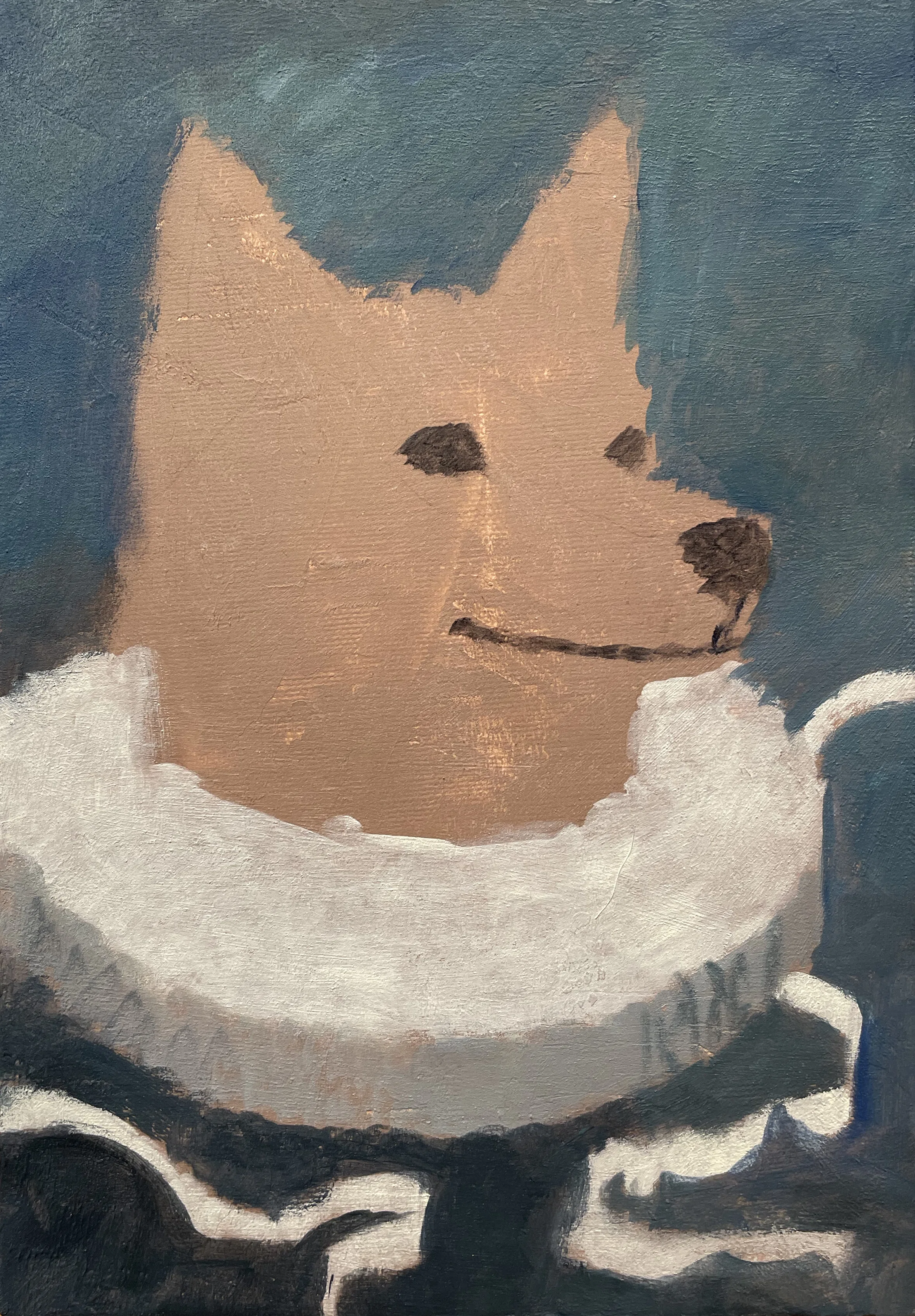 エリザベスカラーをした柴犬の絵の制作プロセス｜木内達朗🐶Tatsuro Kiuchi