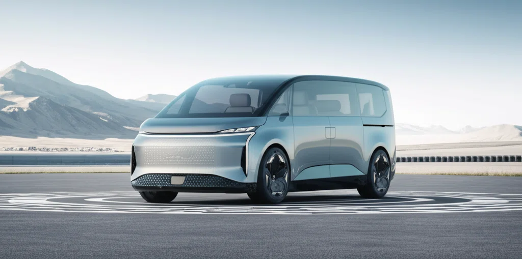 メルセデスベンツ新型Vクラス電動バンのフロントビュー