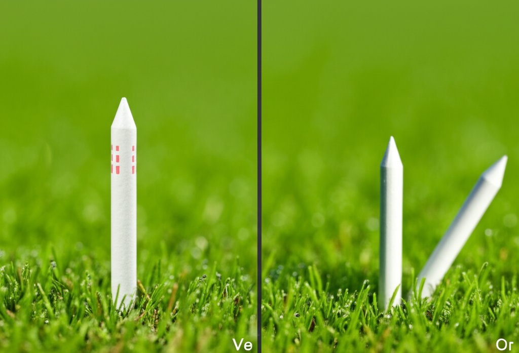 ゴルフティの正しい挿し方と間違った挿し方の比較