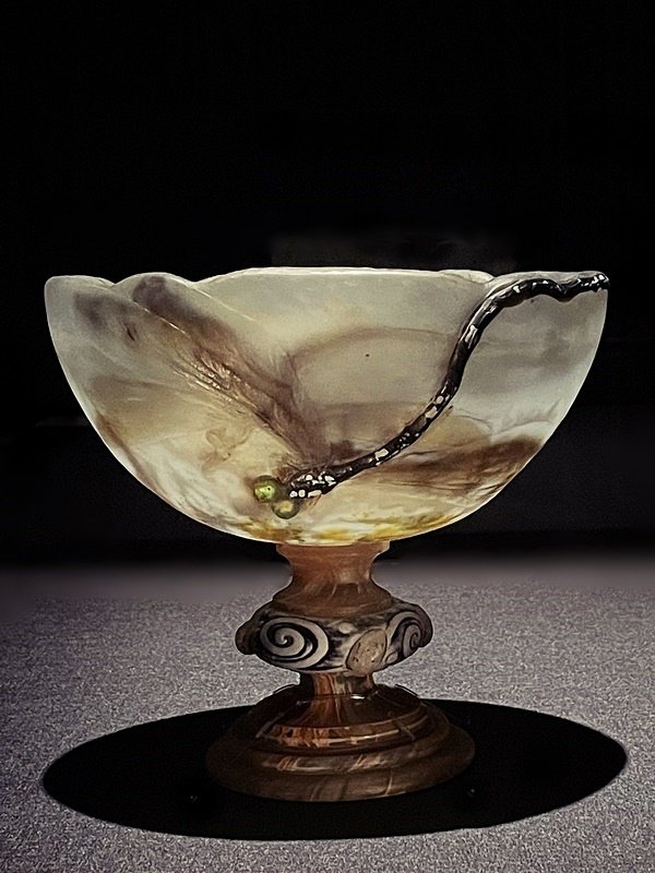 フランスアンティーク　破格エミールガレ細かく描かれた花柄が素敵なコンポティエ！ フランスアンティーク 破格エミールガレ細かく描かれた花柄が