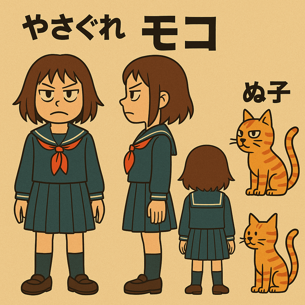 ChatGPT漫画「やさぐれモコちゃん」キャラクター設定資料集｜rorosuke