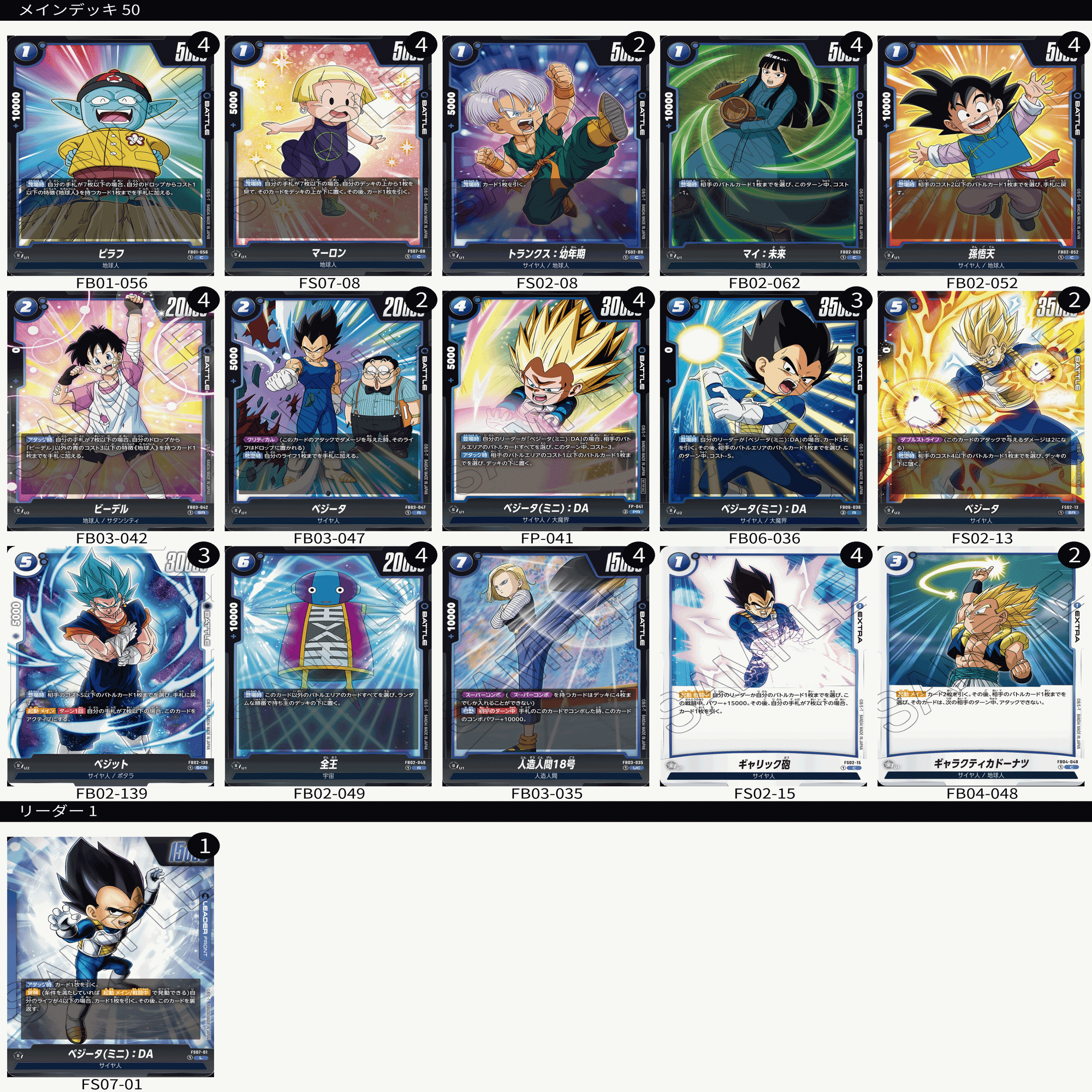 雑に強化！青 ベジータ ミニ デッキ （エアプ）ドラゴンボール