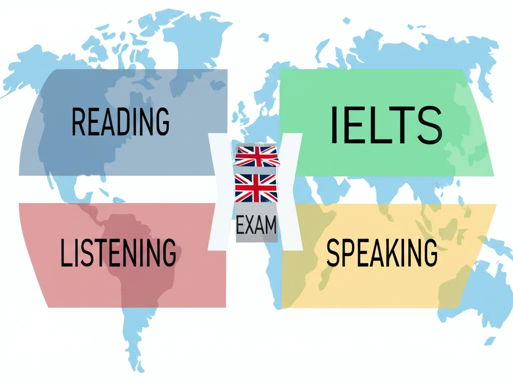 IELTSのロゴと世界地図