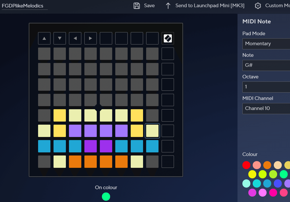 64パッド説明用のMIDIモニタ・MIDIコントローラー（Launchapd X / Mini