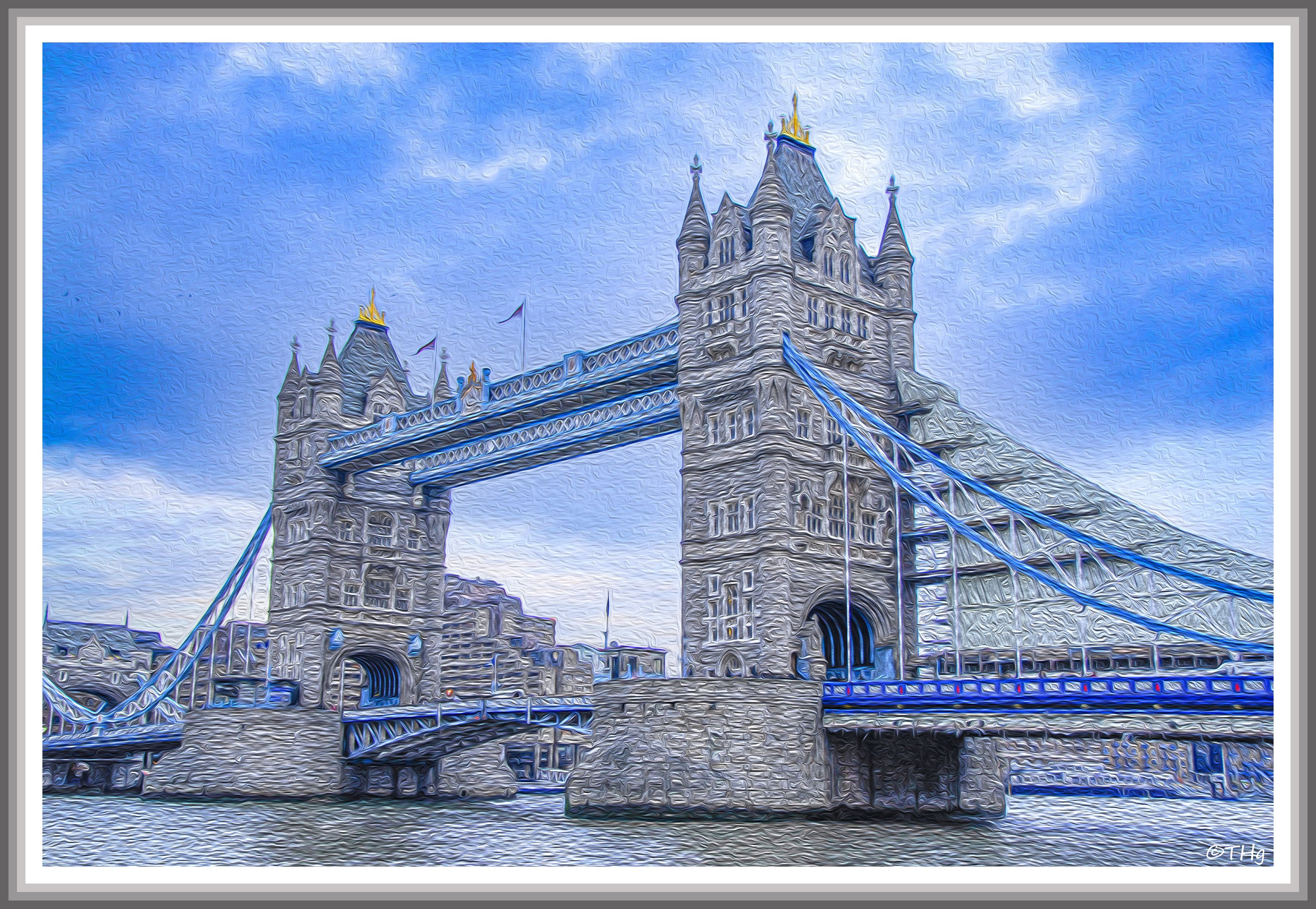 ロンドン タワーブリッジ クリスタルアート 壁掛け London Tower Bridge（油彩風）｜taka