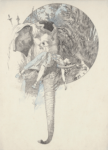 アルフォンス・ミュシャ、「白い象の伝説」の挿絵　2、希少な画集より 白い象の伝説 ― アルフォンス・ミュシャ復刻挿画本