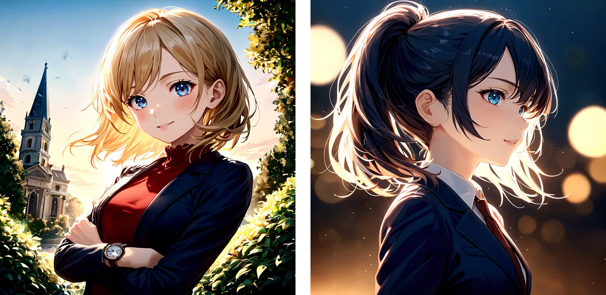 two sample images of 4x_IllustrationJaNai_V1_ESRGAN_135k