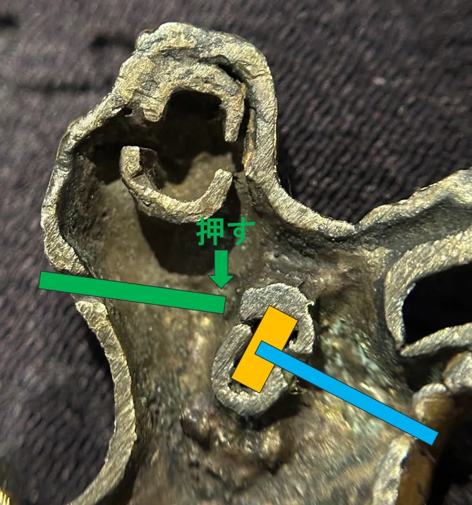 蝦夷目貫⑪ 一匹獅子目貫（四分一地） 2つ根構造における新発見？｜刀