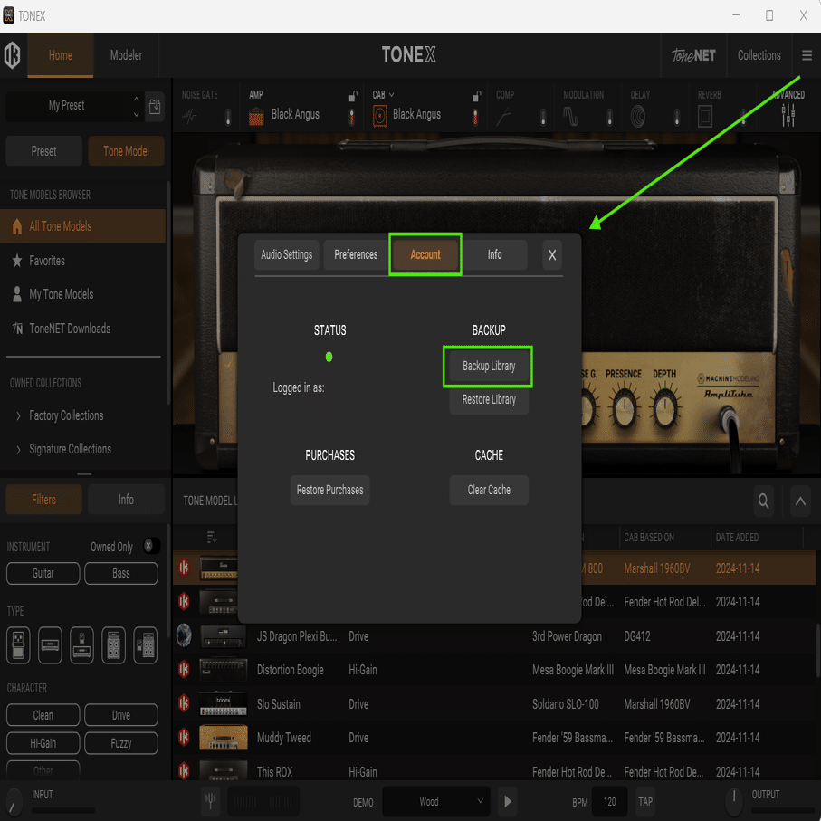 TONEXライブラリーのプリセットをバックアップ、別のPCに移行するには