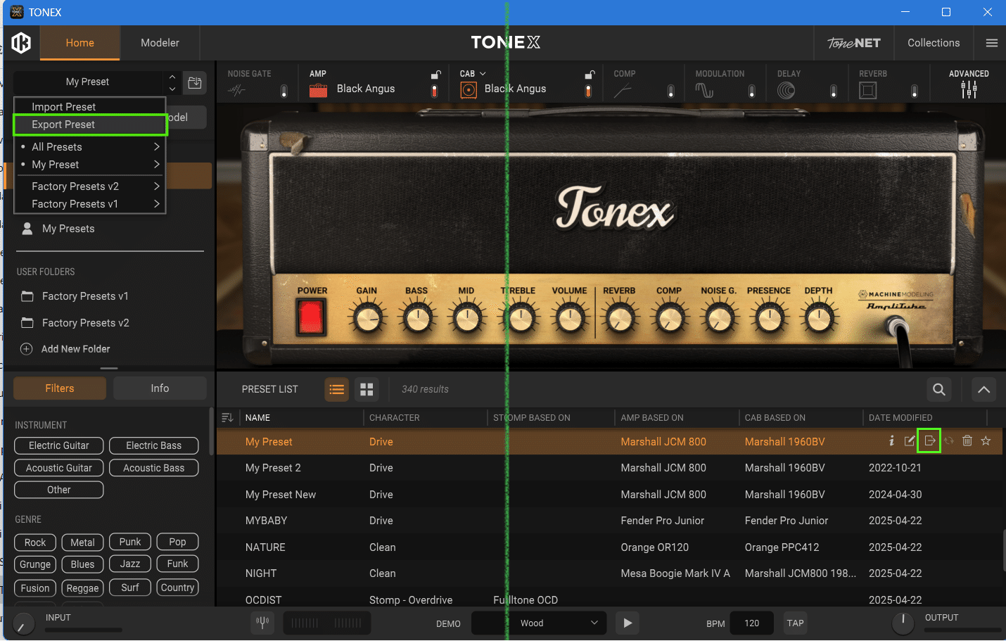TONEXライブラリーのプリセットをバックアップ、別のPCに移行するには