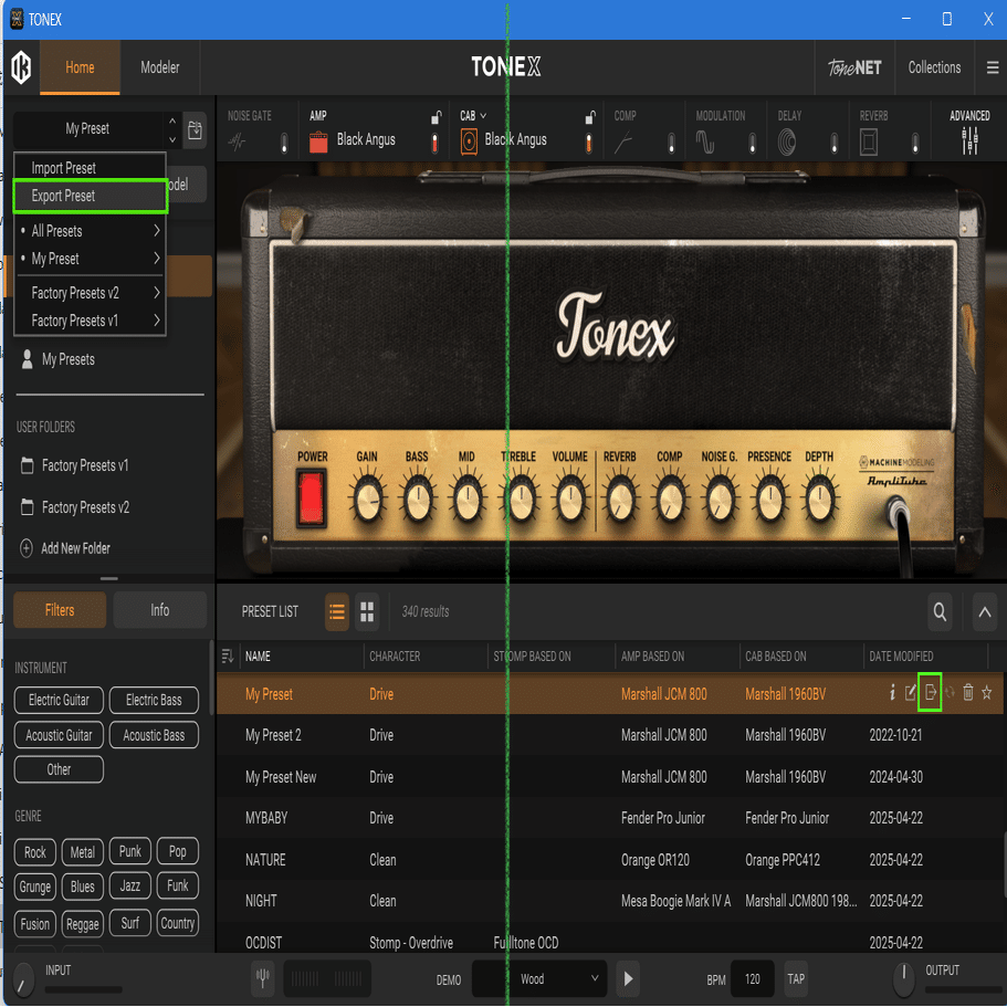 TONEXライブラリーのプリセットをバックアップ、別のPCに移行するには