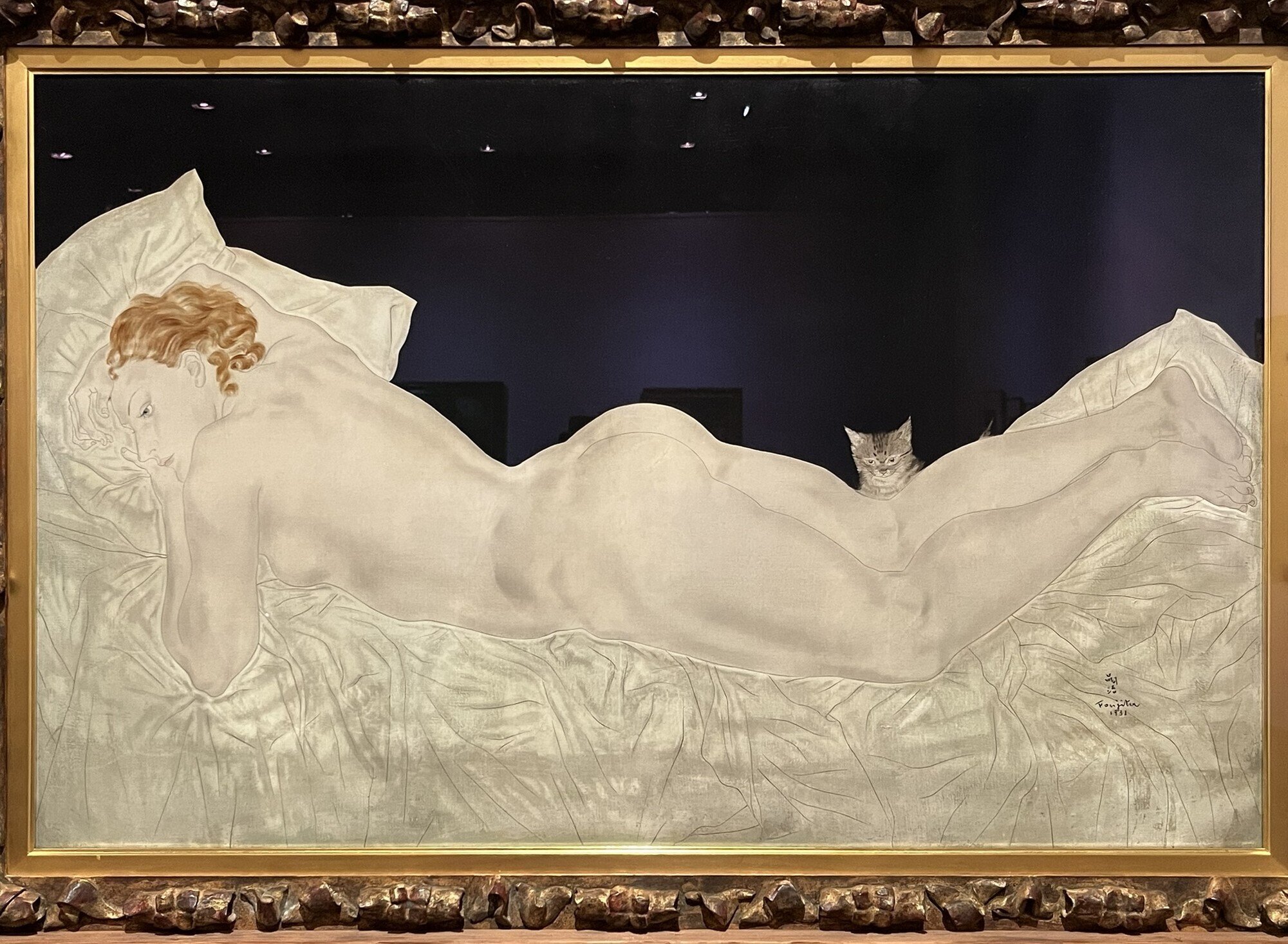 藤田嗣治　裸婦　1929年頃　肉筆水彩画　紙本著色・レオナールフジタ・高級額装 藤田嗣治 裸婦 1929年頃 肉筆水彩画 紙本著色・レオナールフジタ