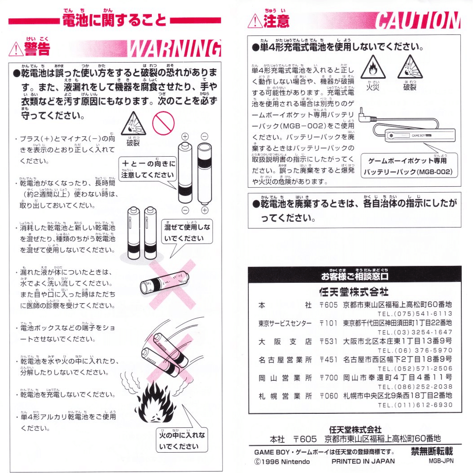 ゲームボーイポケットの本体・箱・説明書等の差異に関する簡易調査報告