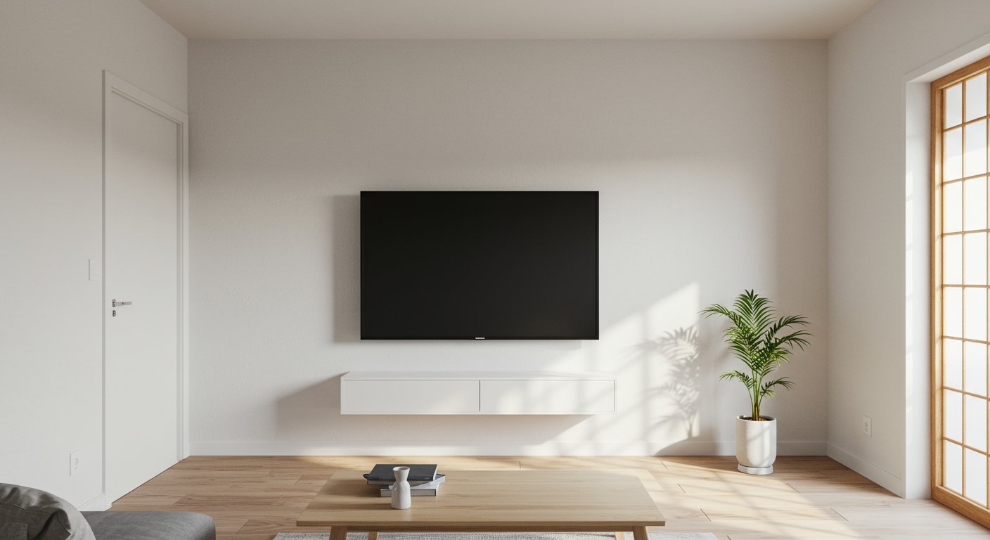 賃貸住宅でFLOATを使用した壁掛けテレビの設置例