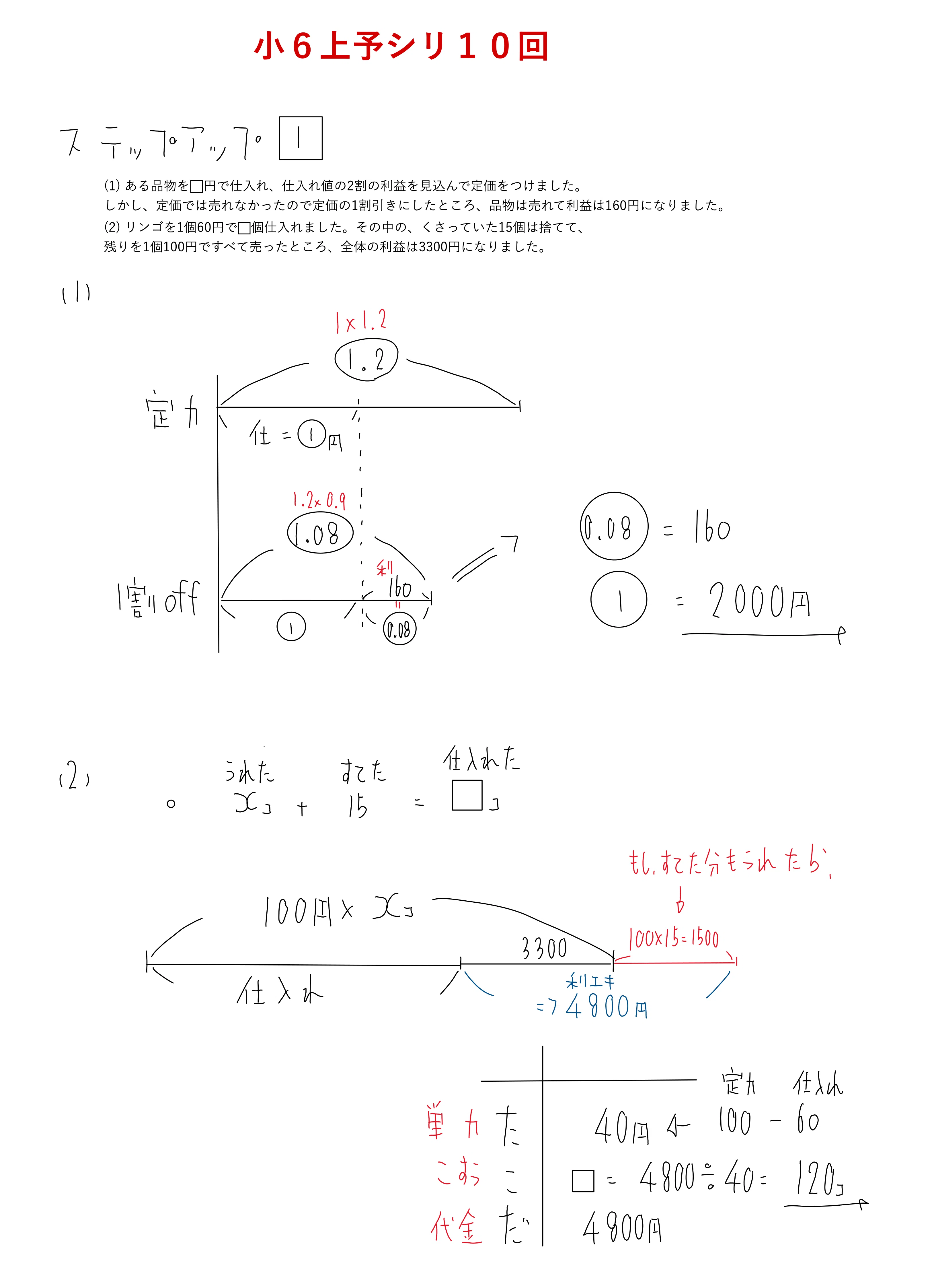 2025年予習シリーズ：小6上予習シリーズ：第10回の解答解説