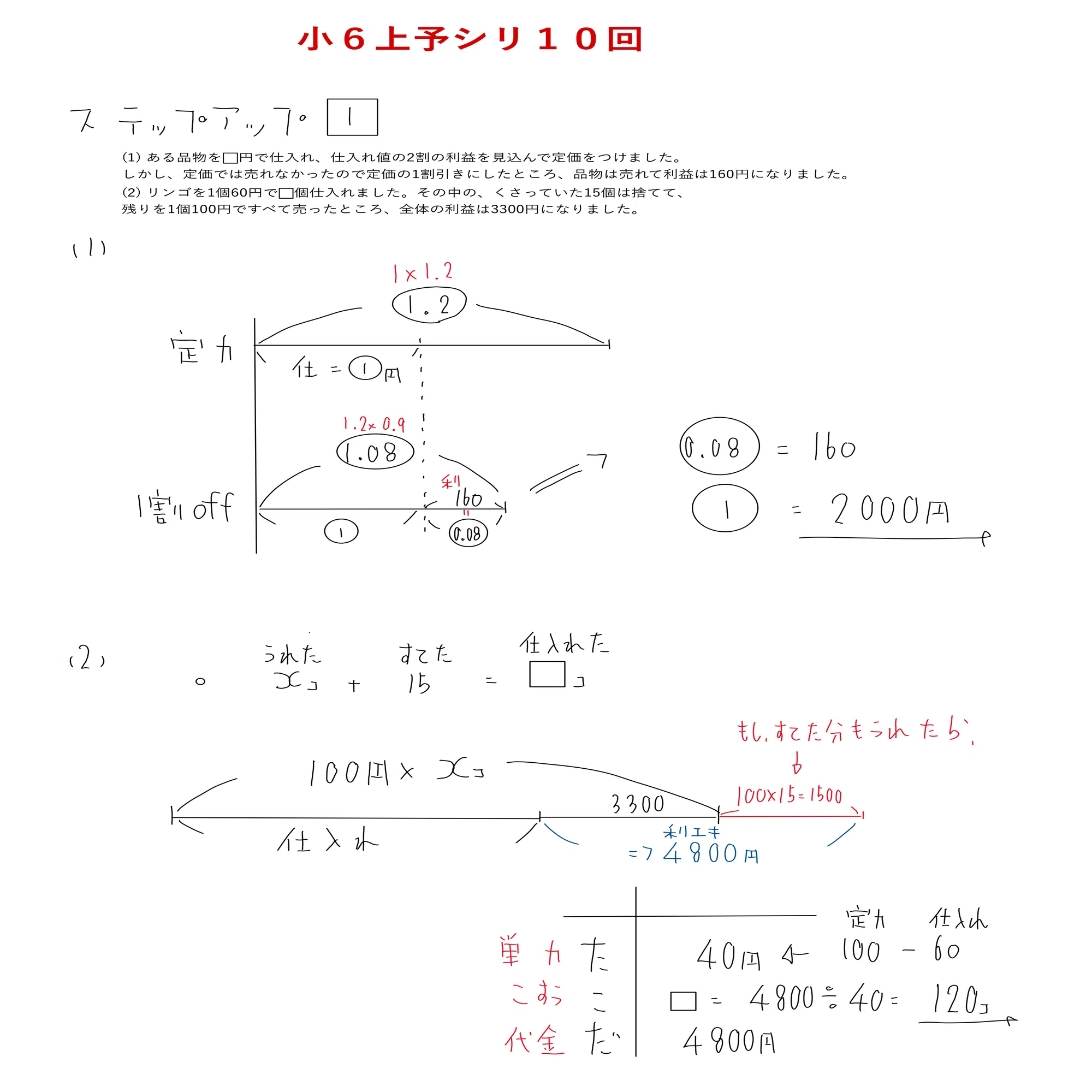 2025年予習シリーズ：小6上予習シリーズ：第10回の解答解説