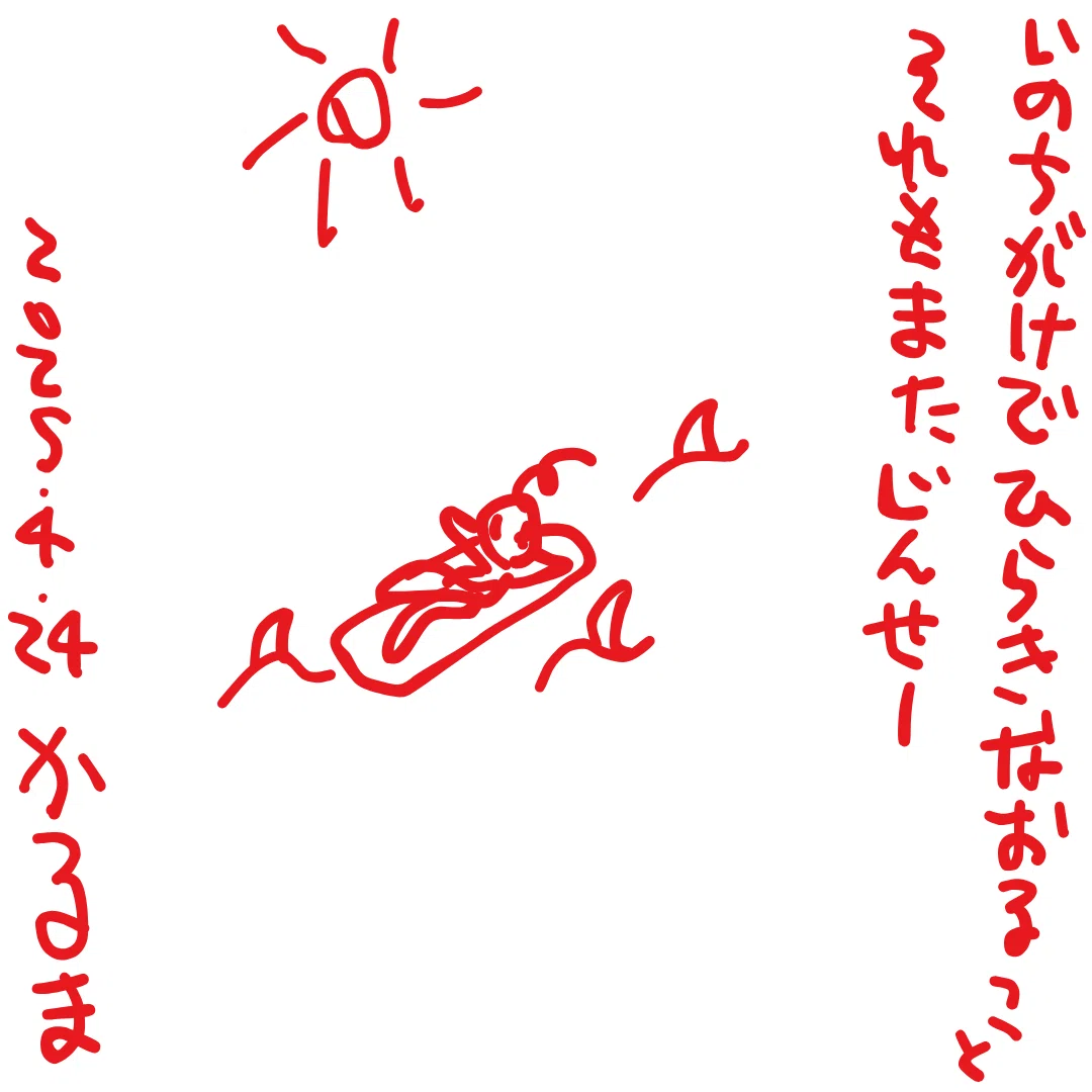 いのちがけで　ひらきなおること　それもまた　じんせー