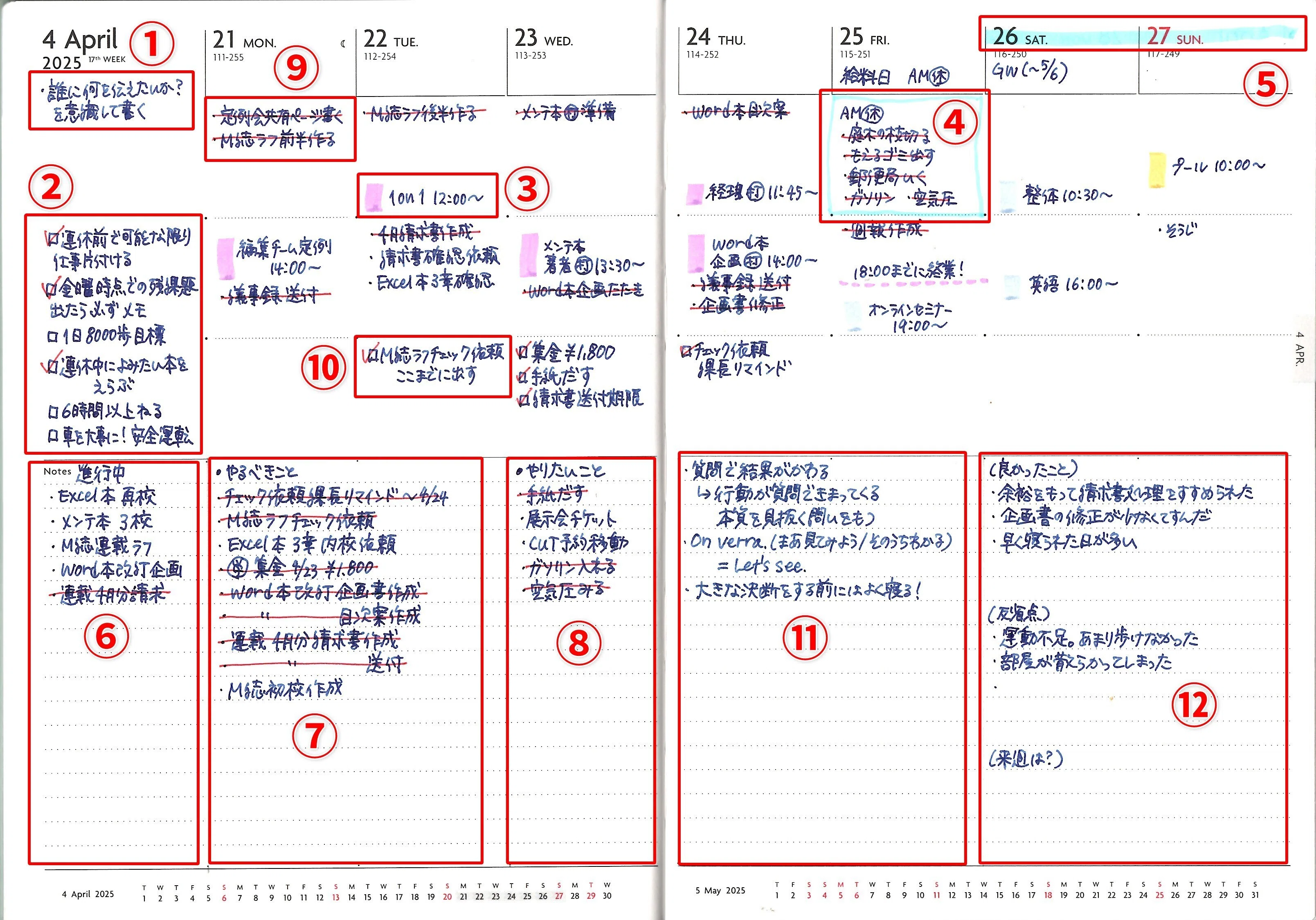 サンプルあり】手帳で完璧タスク管理×自己肯定感UP！私の「週間ノート