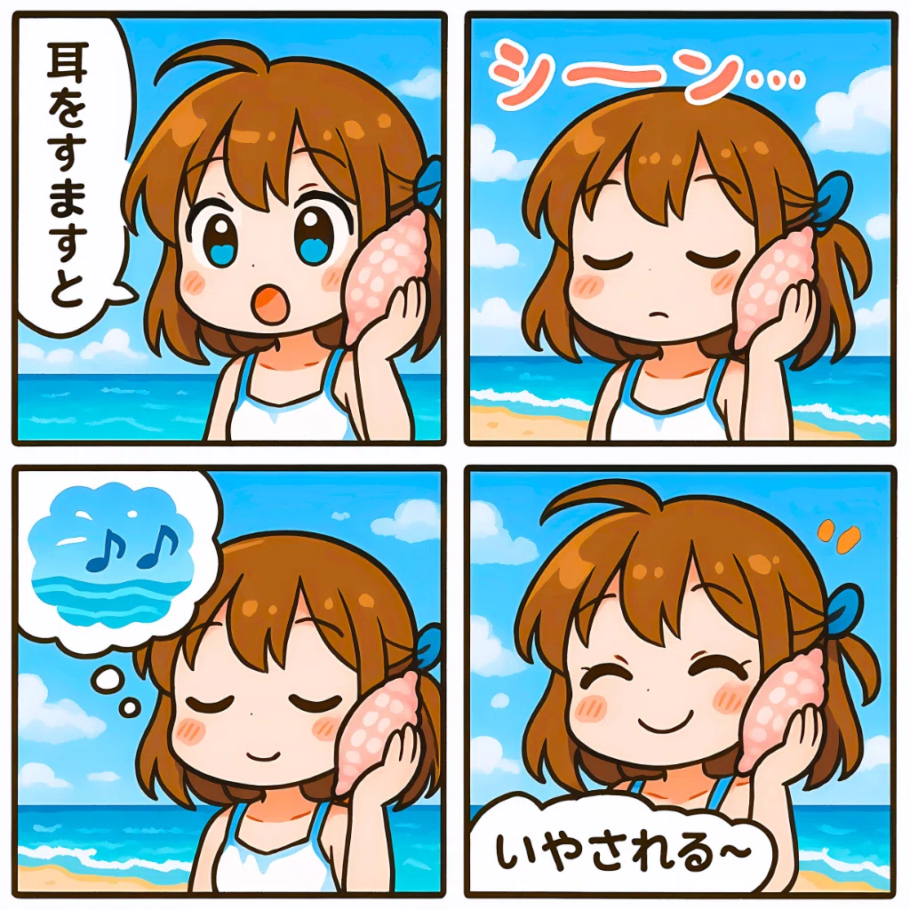 波の記憶を耳にして【AIイラスト＋4コマ漫画】｜Alpaka