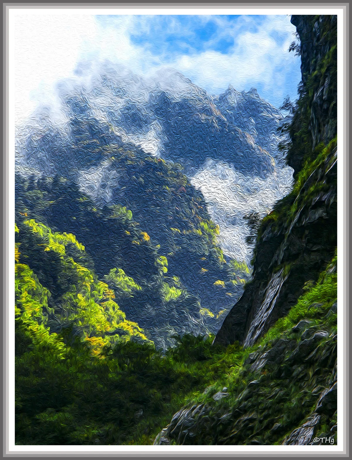 山 自然 四季 油絵 はいっ