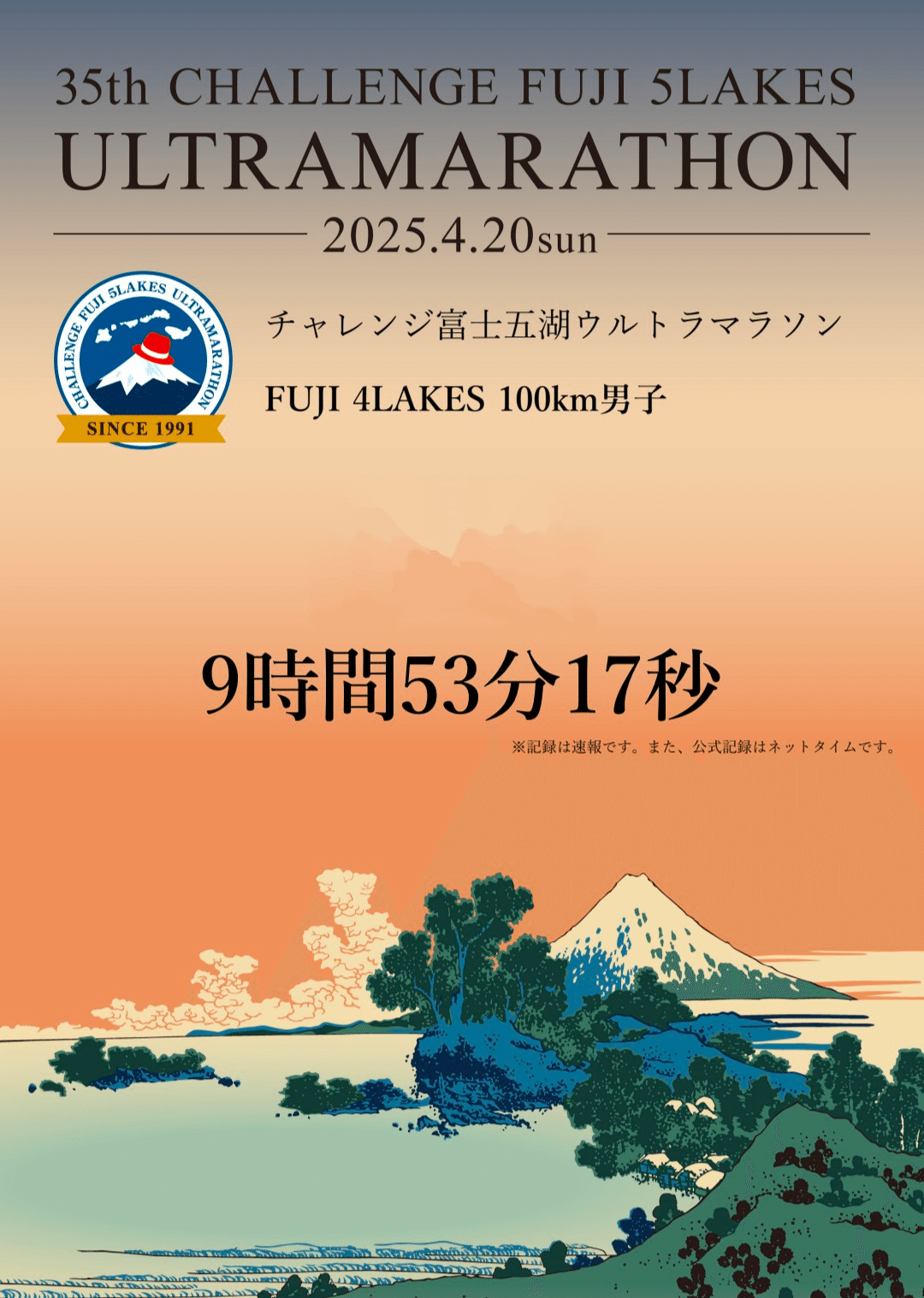 第35回チャレンジ富士五湖ウルトラマラソン120km 完走メダル