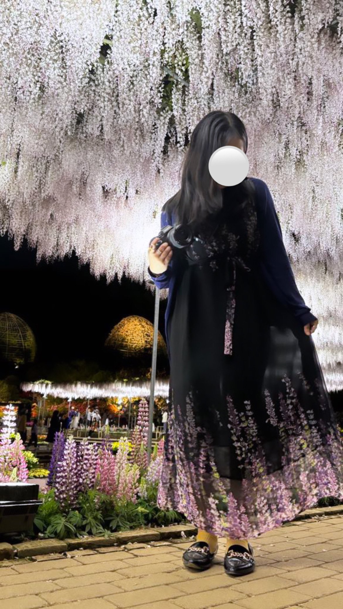 藤柄 フラワー ワンピース（薄藤の菖蒲の花柄ワンピース –