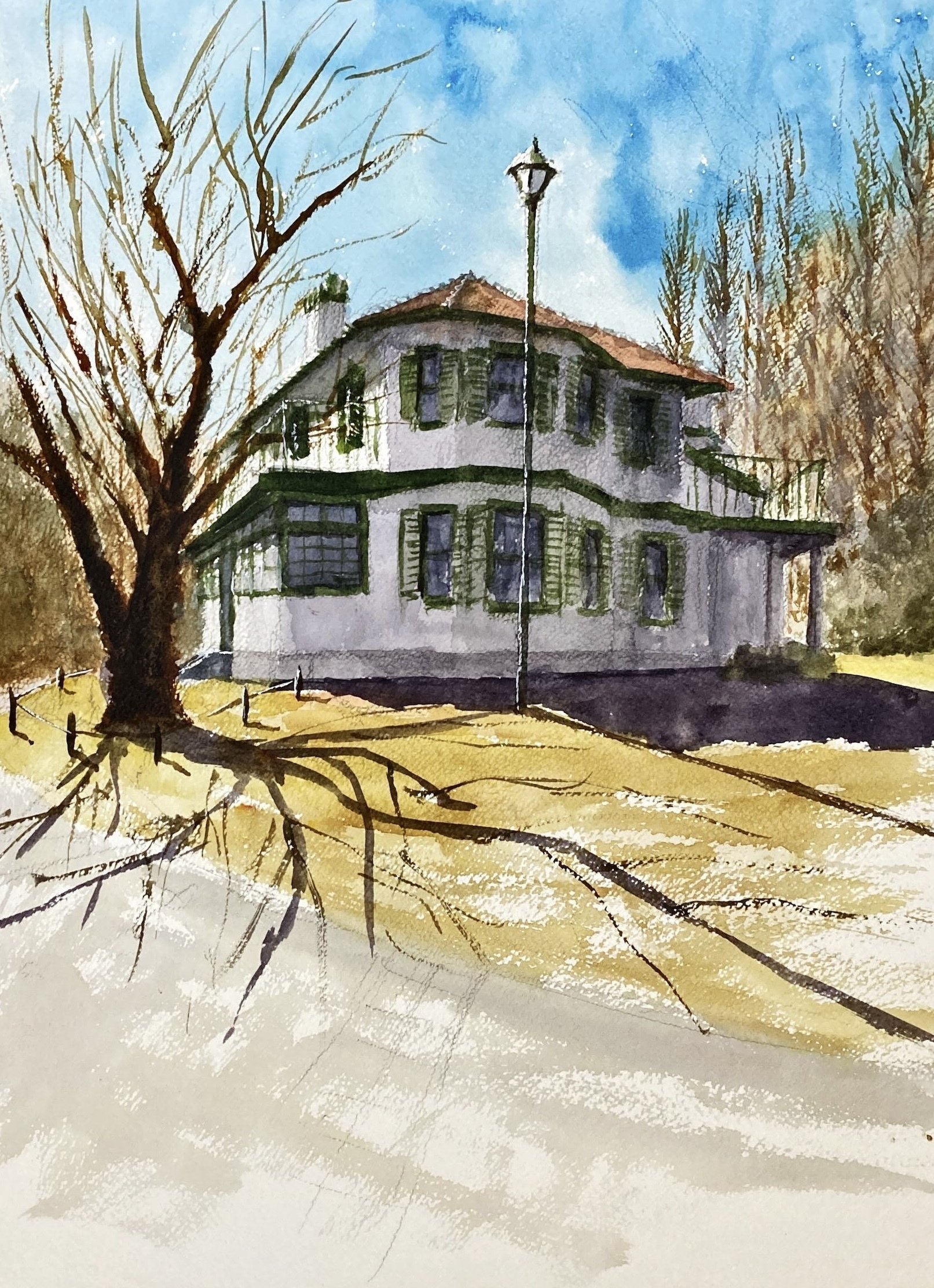 油彩画 横浜山手ブラフ18番館 F8号 絵画/タペストリ