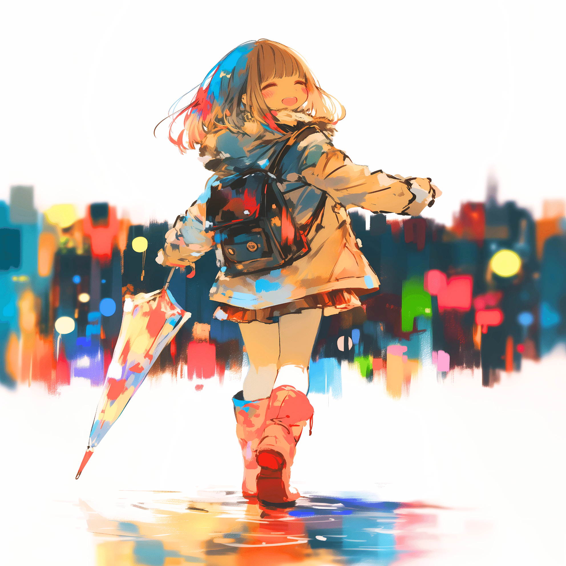 カラフルな雨上がり【AIイラスト＋4コマ漫画】｜Alpaka