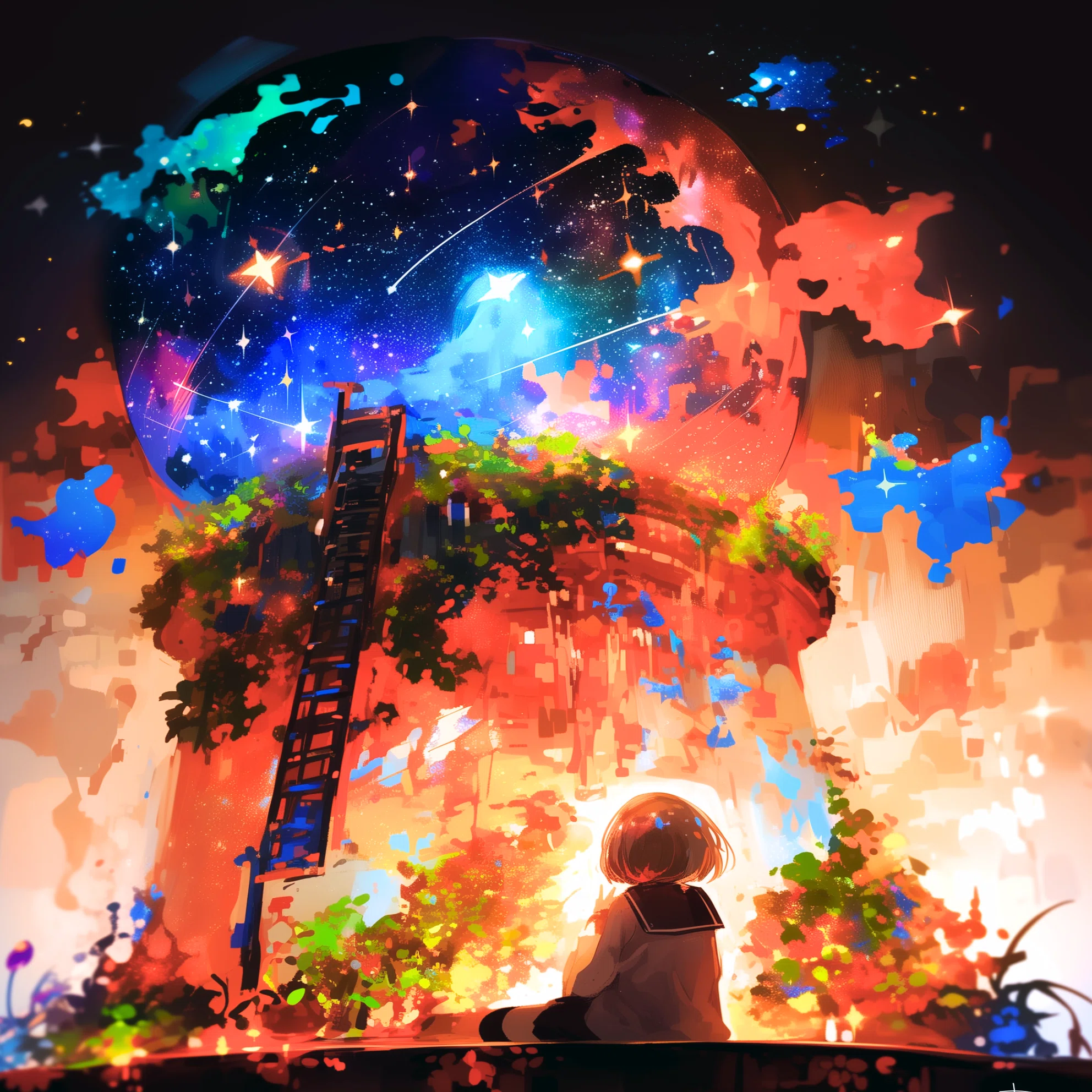 カラフルな雨上がり【AIイラスト＋4コマ漫画】｜Alpaka