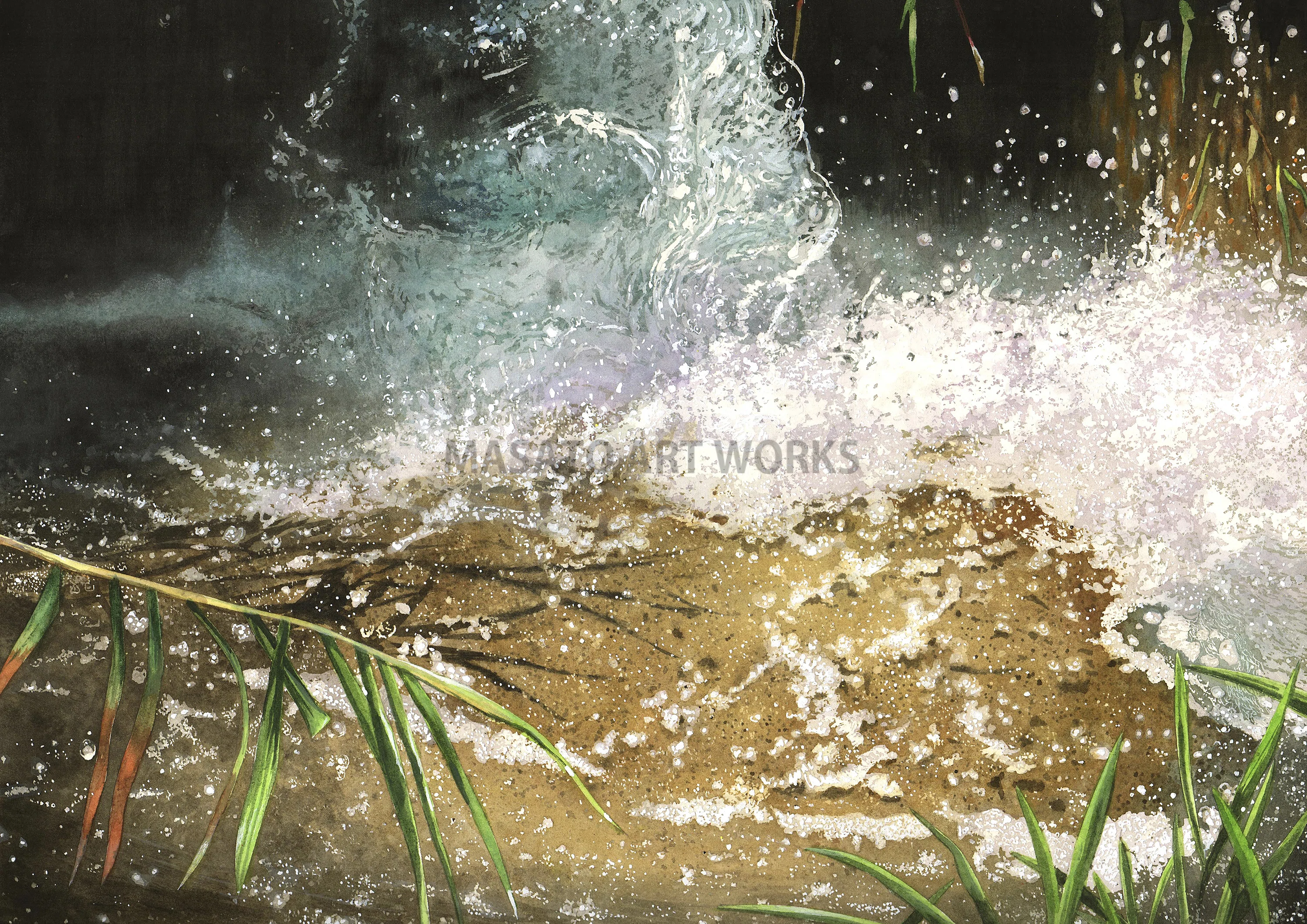 水の流れと透明感”を描いた水彩画7作品のスライドショー作りました