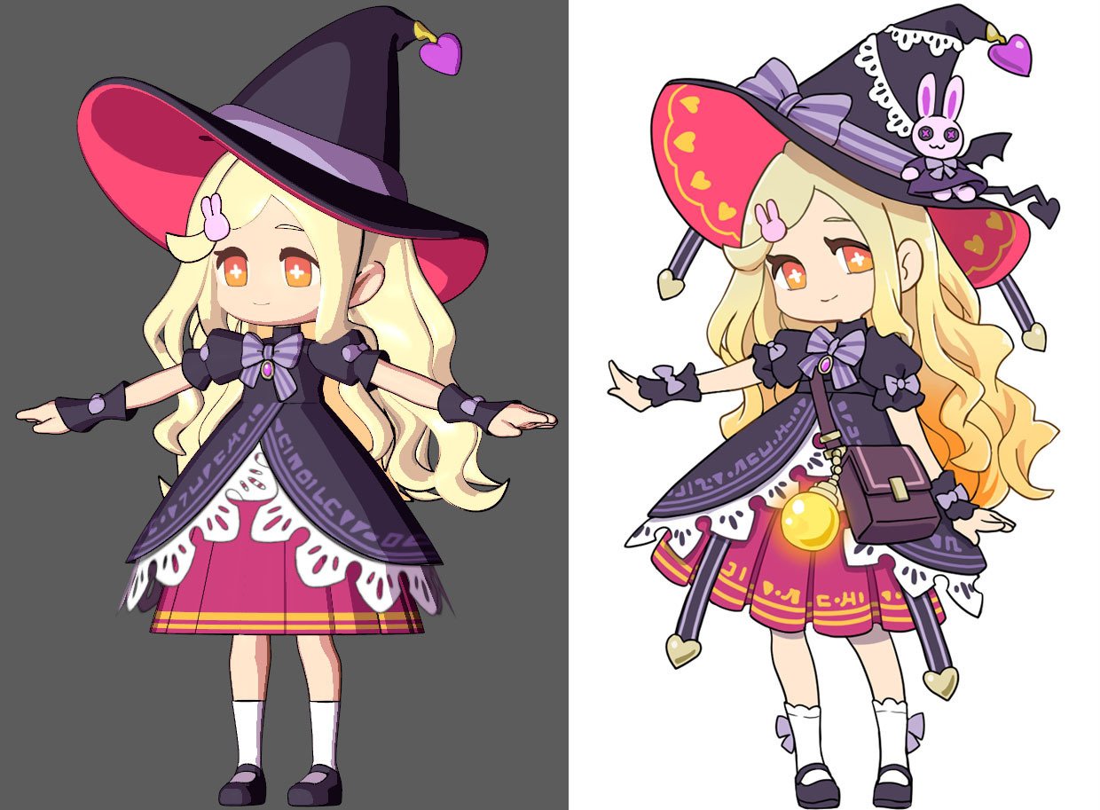 3DCG】魔女っ娘のイラストを3Dモデルにしてみよう！① -2Dから3D