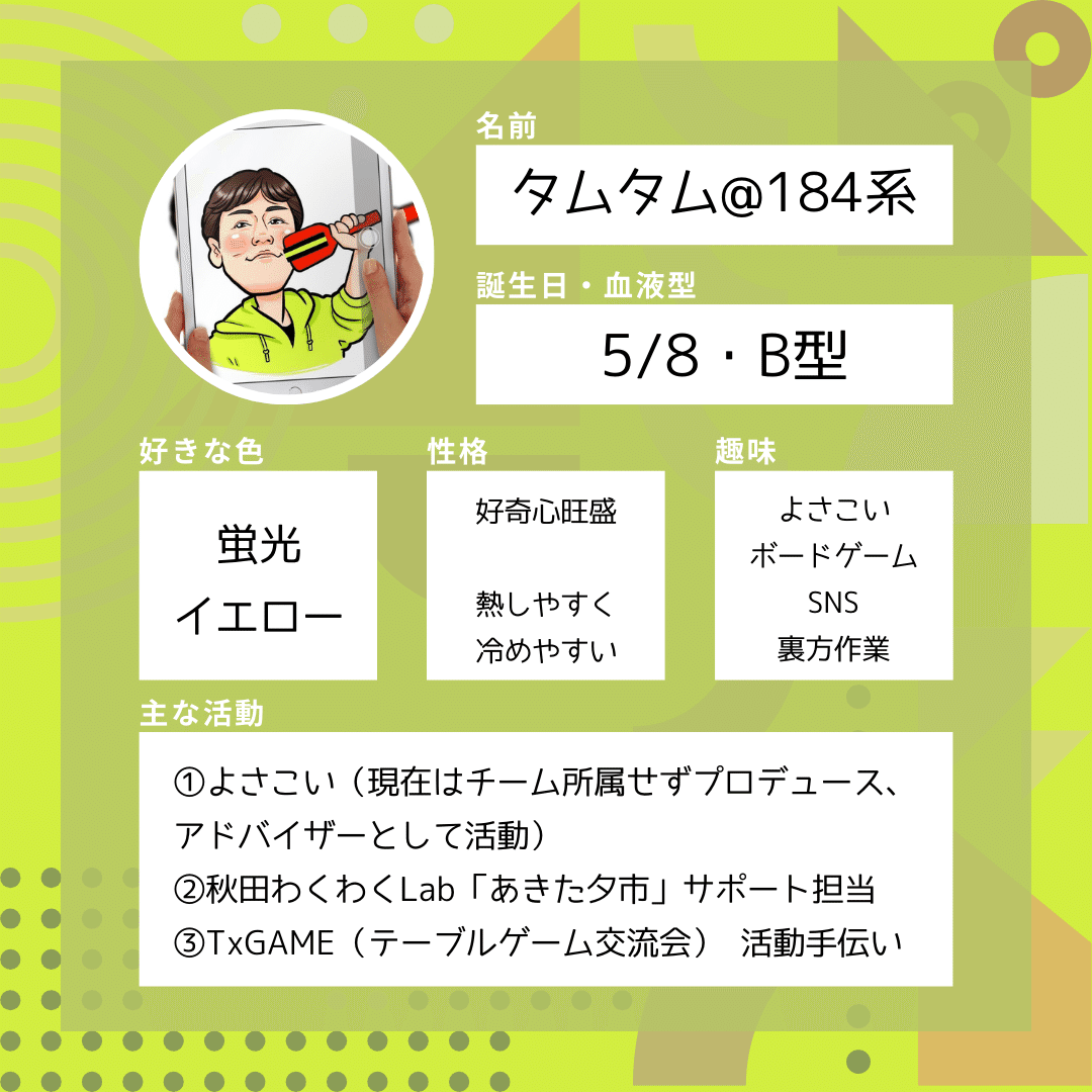 自己紹介①・総合自己紹介】｜タムタム @ 184系